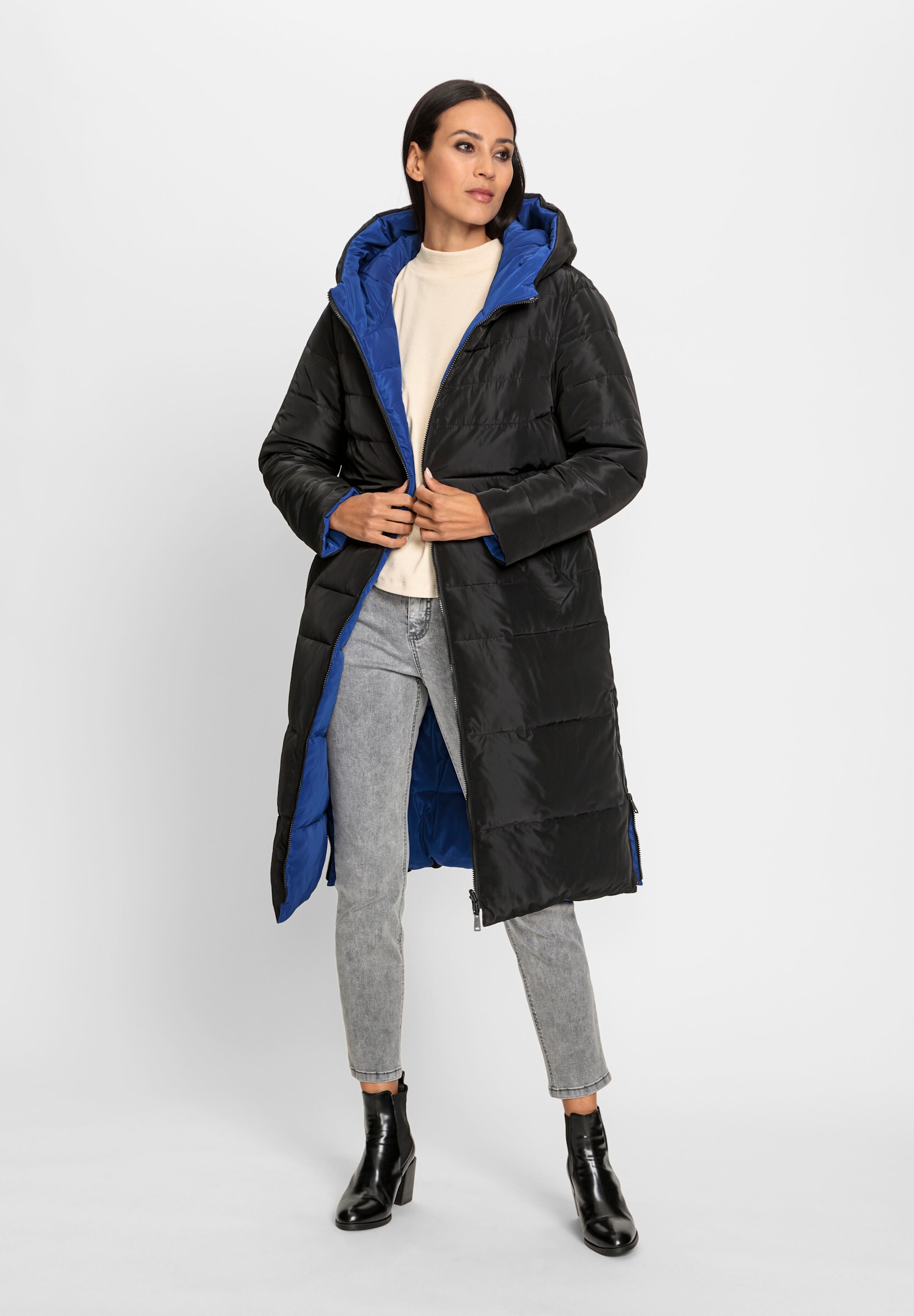 heine Langjacke »Wende-Mantel Steppmantel mit Wende-Funktion« mit Kapuze
