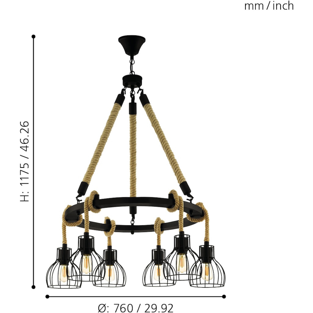 EGLO Pendelleuchte »RAMPSIDE«, 6 flammig-flammig