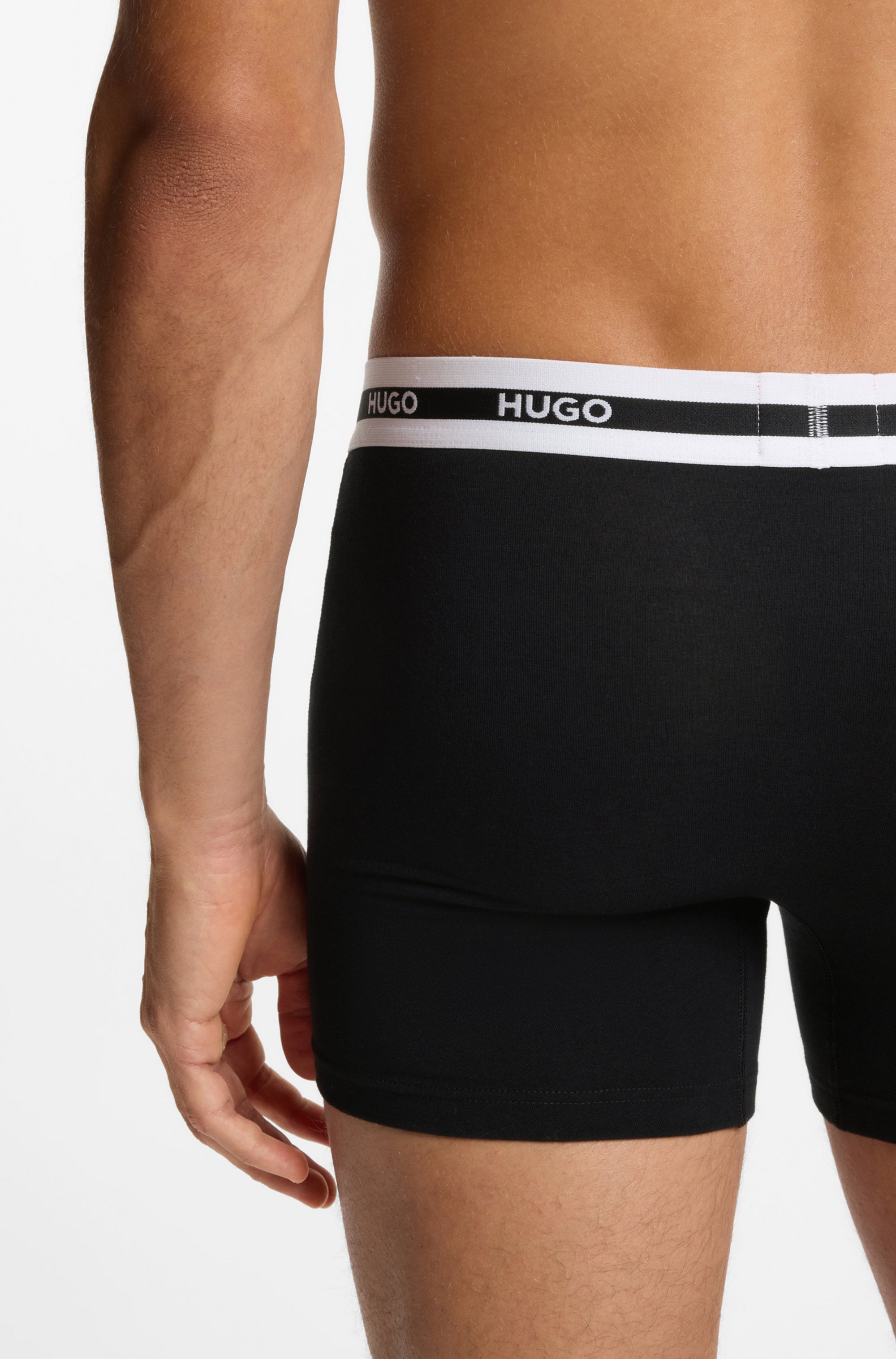 HUGO Underwear Trunk »BOXERBR TRIPL PLANET« kontrastfarbener Bund mit Logo
