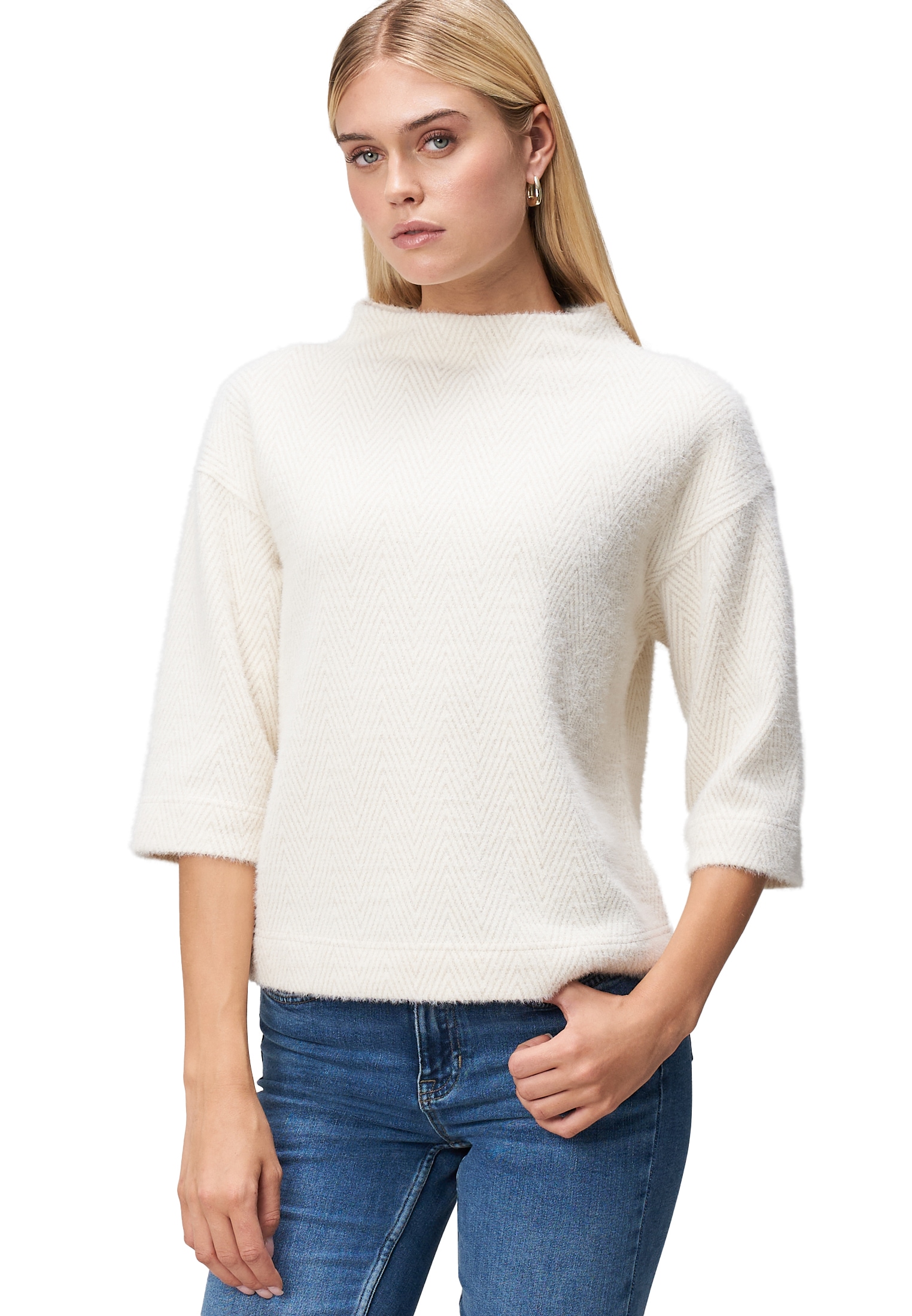 Zero Sweatshirt »Sweatshirt mit Fischgrätmuster«
