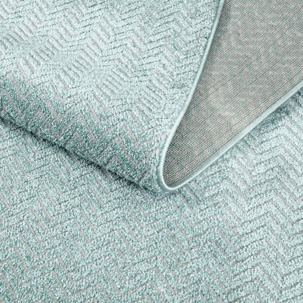 Carpet City Teppich »Friseé-Teppich FANCY805«, rechteckig, 12 mm Höhe, Läufer, Kurzflor, Einfarbig, 3D-Optik, Zickzack Look, Wohnzimmer