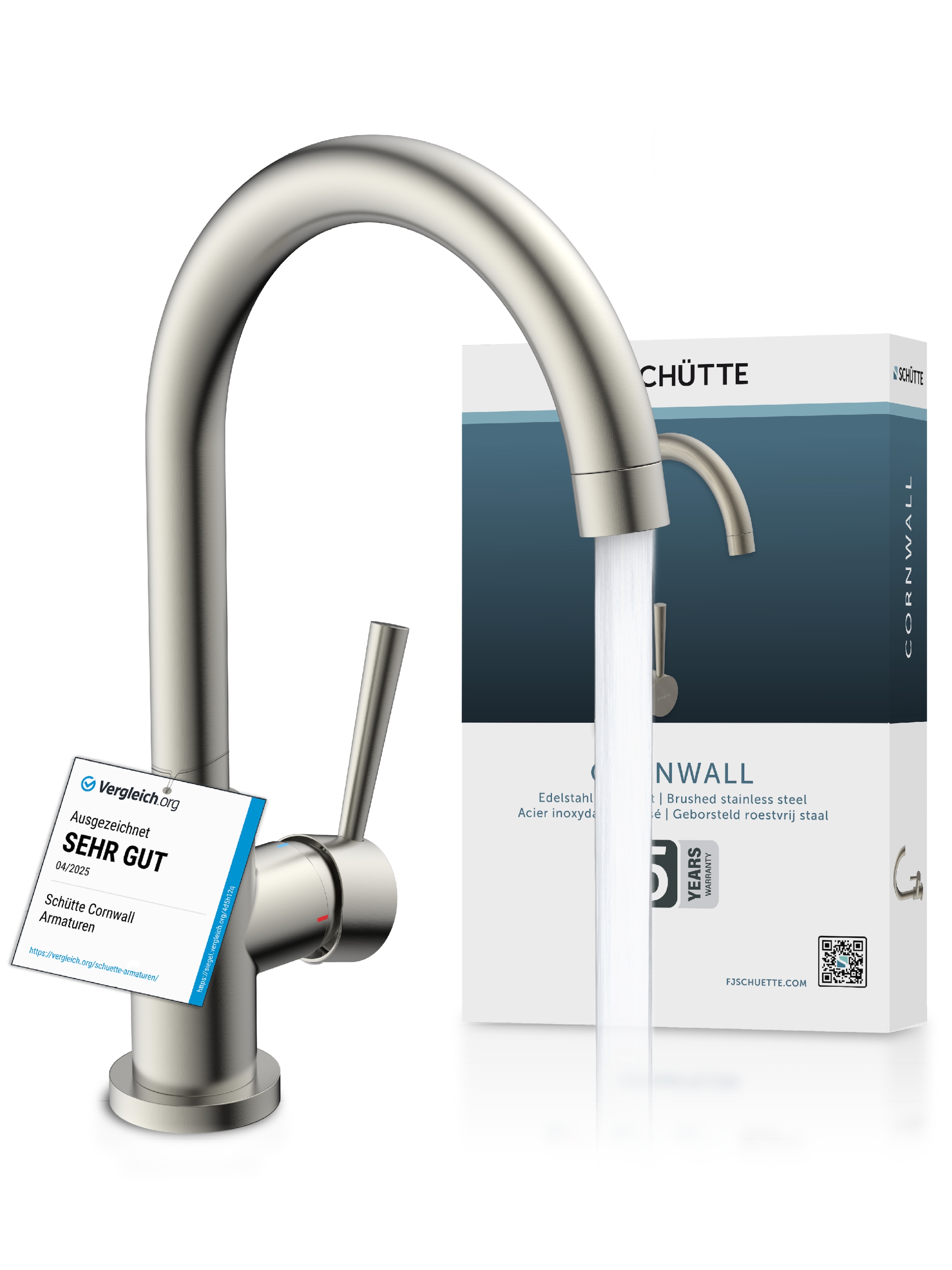 Schütte Spültischarmatur »CORNWALL« Küchenarmatur, rund, Cold-Start, 360° schwenkbar, Marken-Mischdüse
