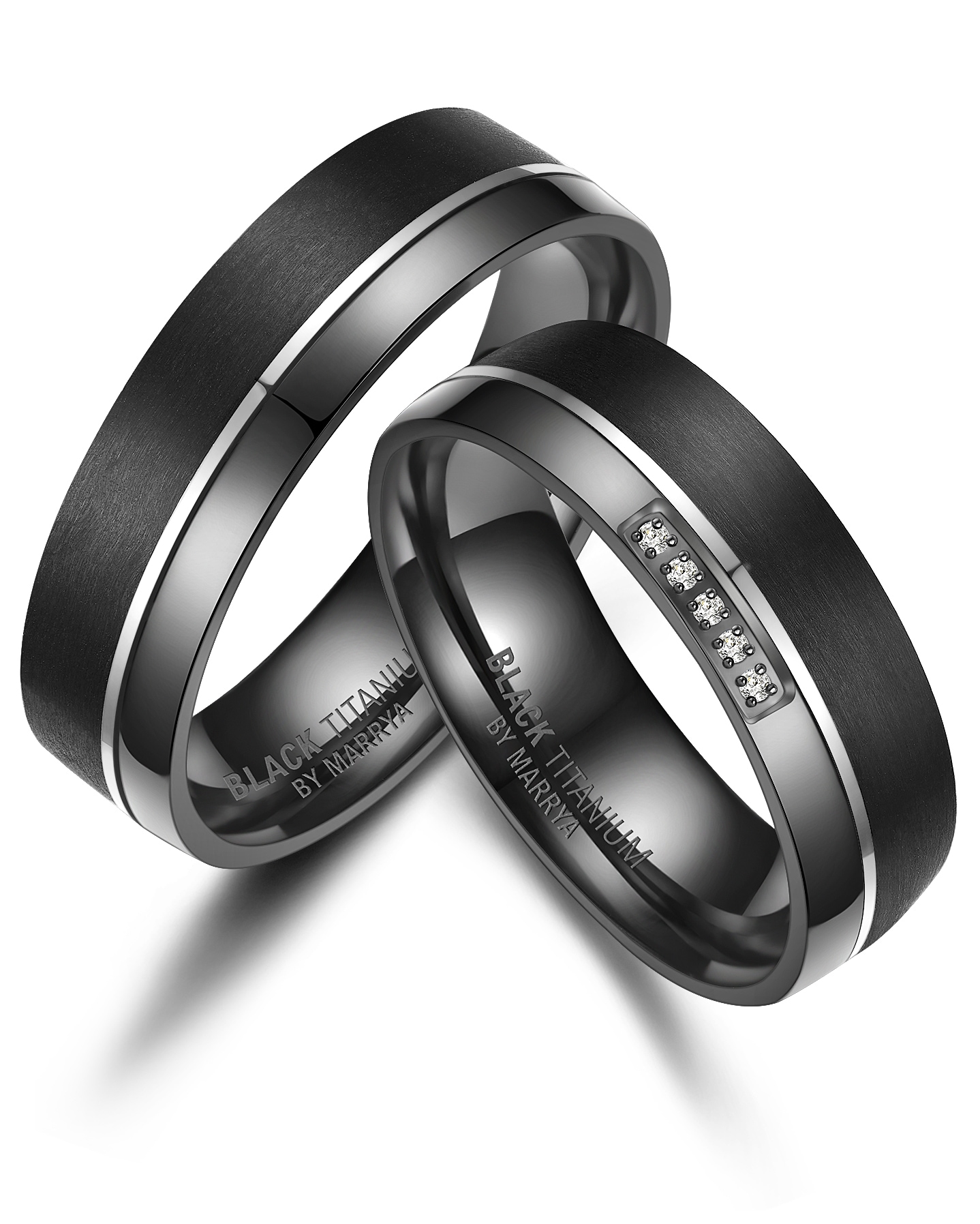 Marrya Partnerring »BLACK TITANIUM by MARRYA Black Titanium - Zirkonium Ringe Trauringe Eheringe Partnerringe«