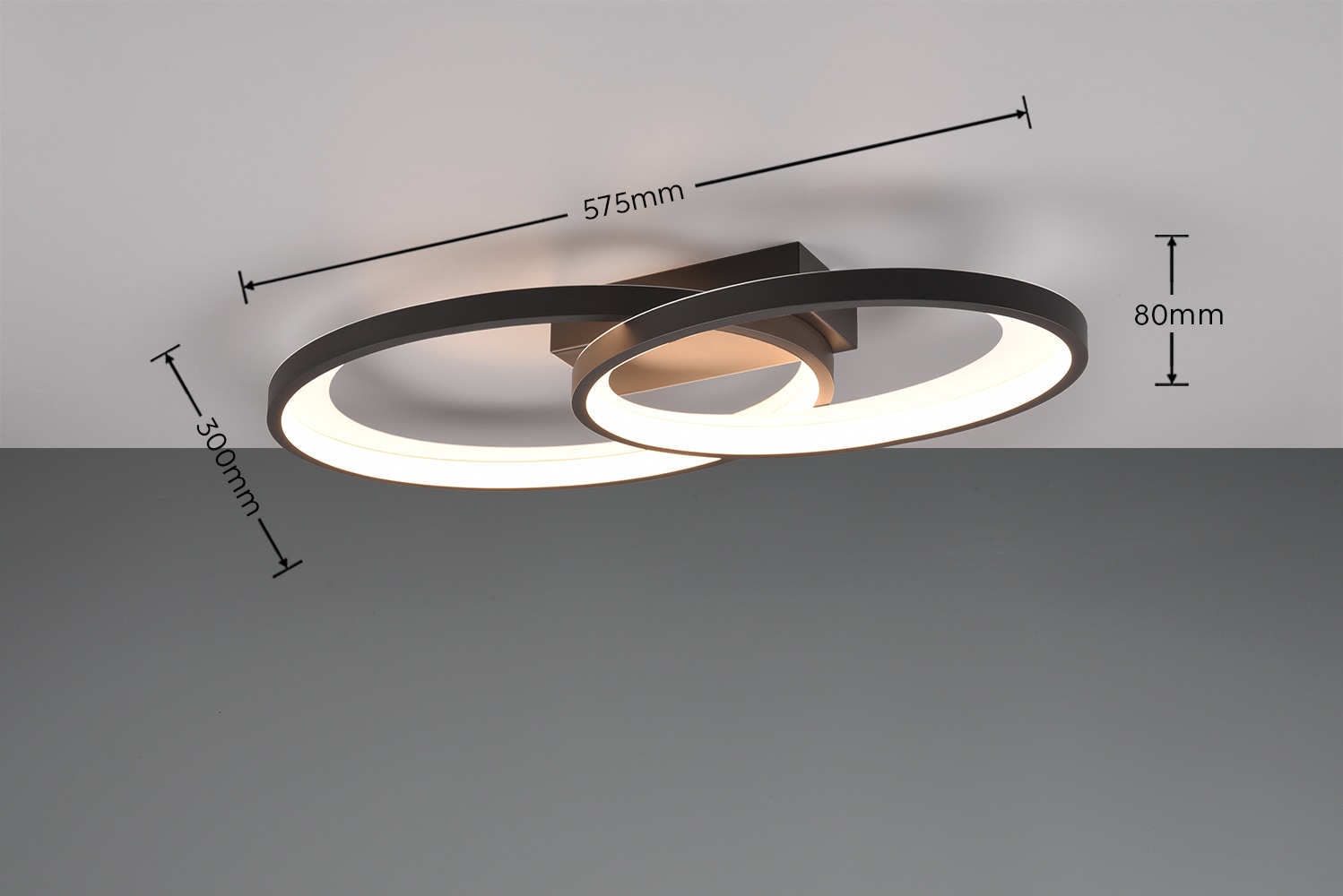 REALITY Leuchten LED Deckenleuchte »MALAGA, LED Deckenlampe warmweiß 25W 2900 Lumen auch Wandmontage mögl.«, 1 flammig, Leuchtmittel LED-Board | LED fest integriert, indirektes Licht, 57x30cm, Wand- Deckenleuchte Schlafzimmer Wohnzimmer