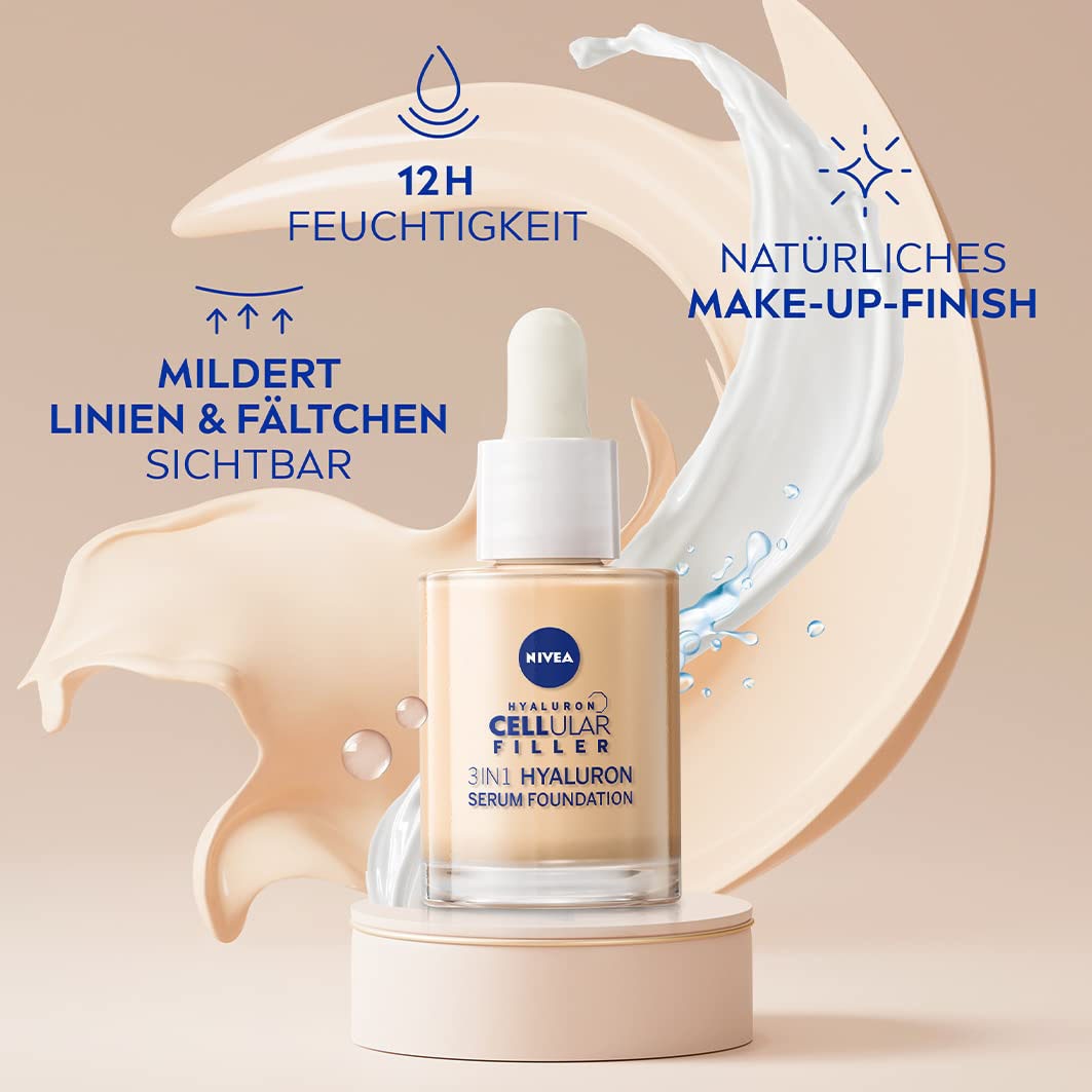 Nivea Foundation »CELLULAR 3IN1 HYALURON SERUM FOUNDATION« mit natürlicher Deckkraft, für kleine Unebenheiten und Rötungen