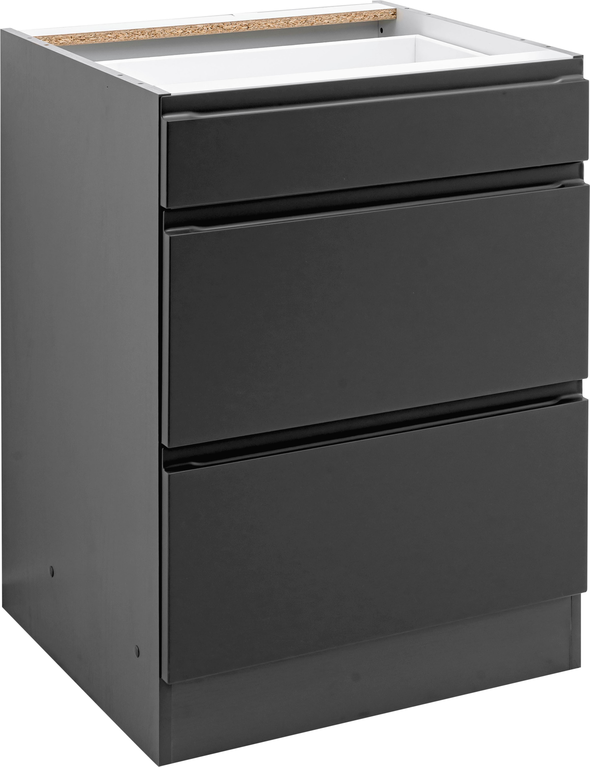 KOCHSTATION Unterschrank »KS-Bruneck« >>Bruneck<< 60 cm breit, für viel Stauraum, hochwertige MDF-Fronten