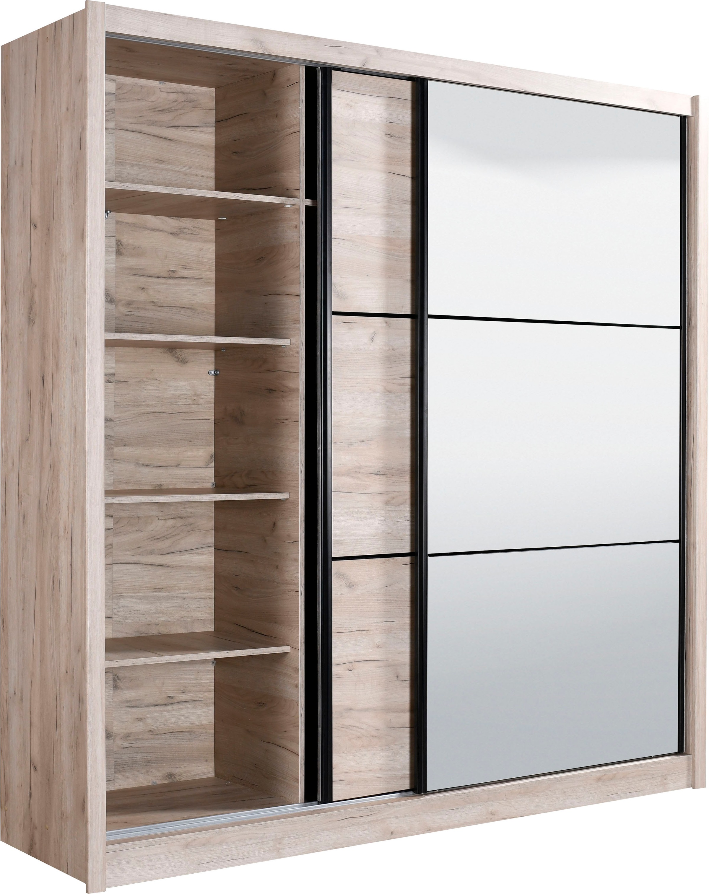 INOSIGN Schwebetürenschrank »Navara Kleiderschrank mit Spiegel Wäscheschrank Garderobe«, mit großzügiger Innenausstattung, FSC®-zertifiziert, in 3 Breiten