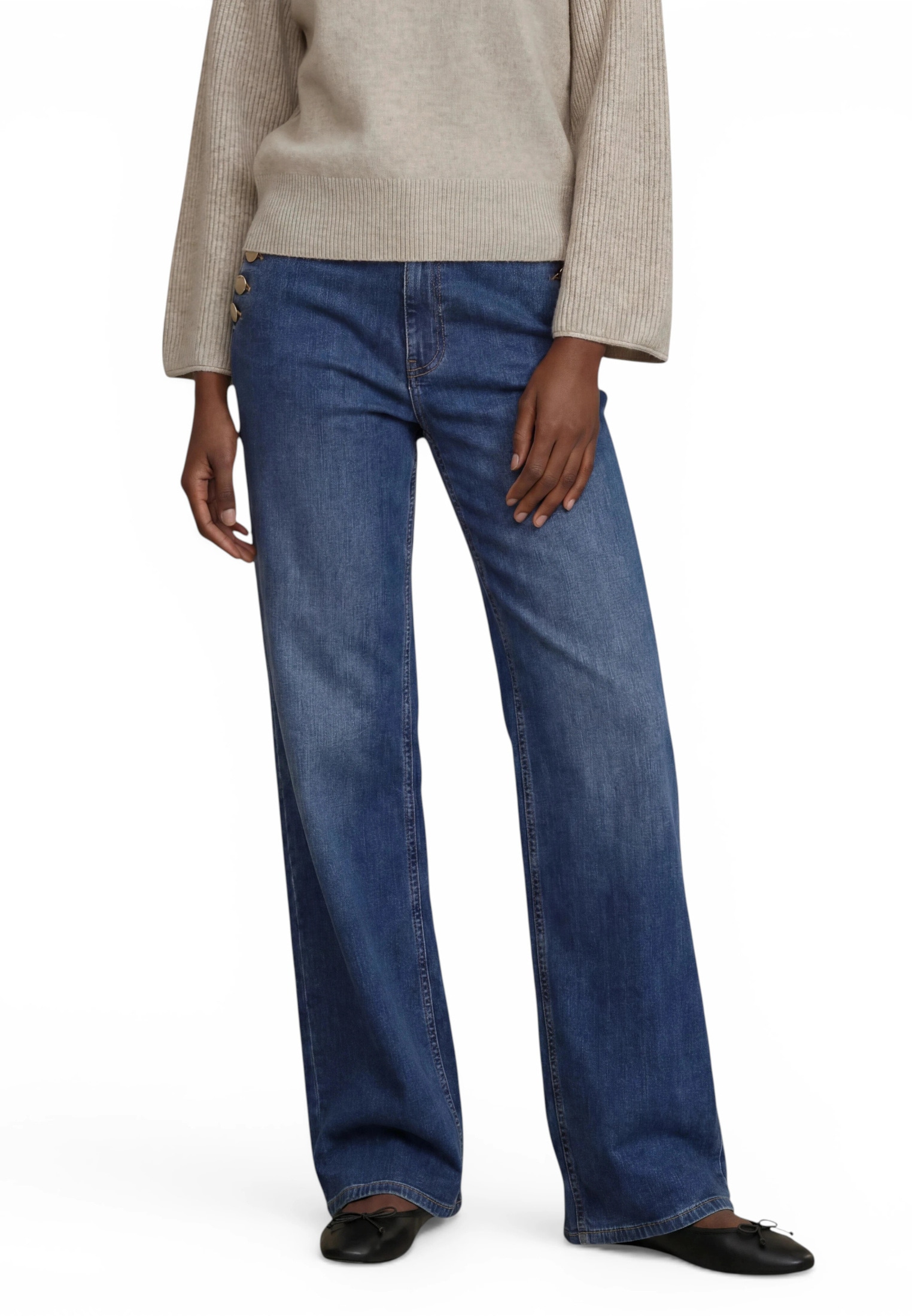 Zero Relaxhose »Basic-Jeans mit Knöpfen«
