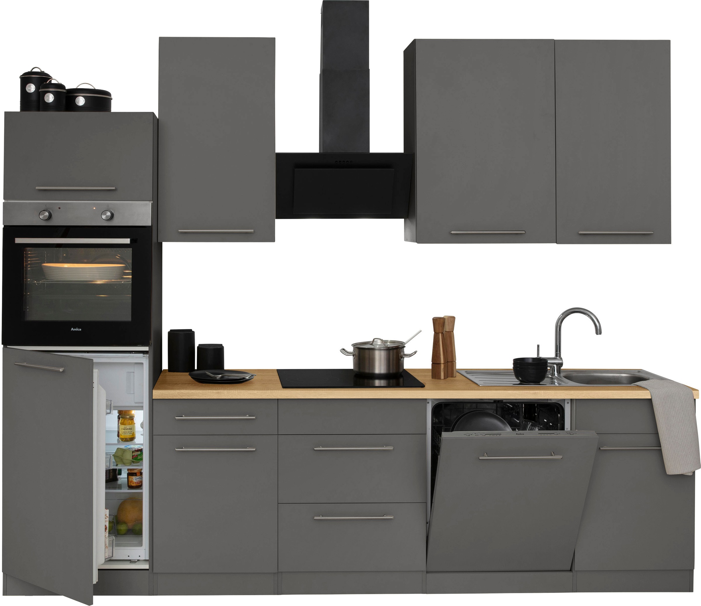 wiho Küchen Küchenzeile »Unna«, mit E-Geräten, Breite 280 cm