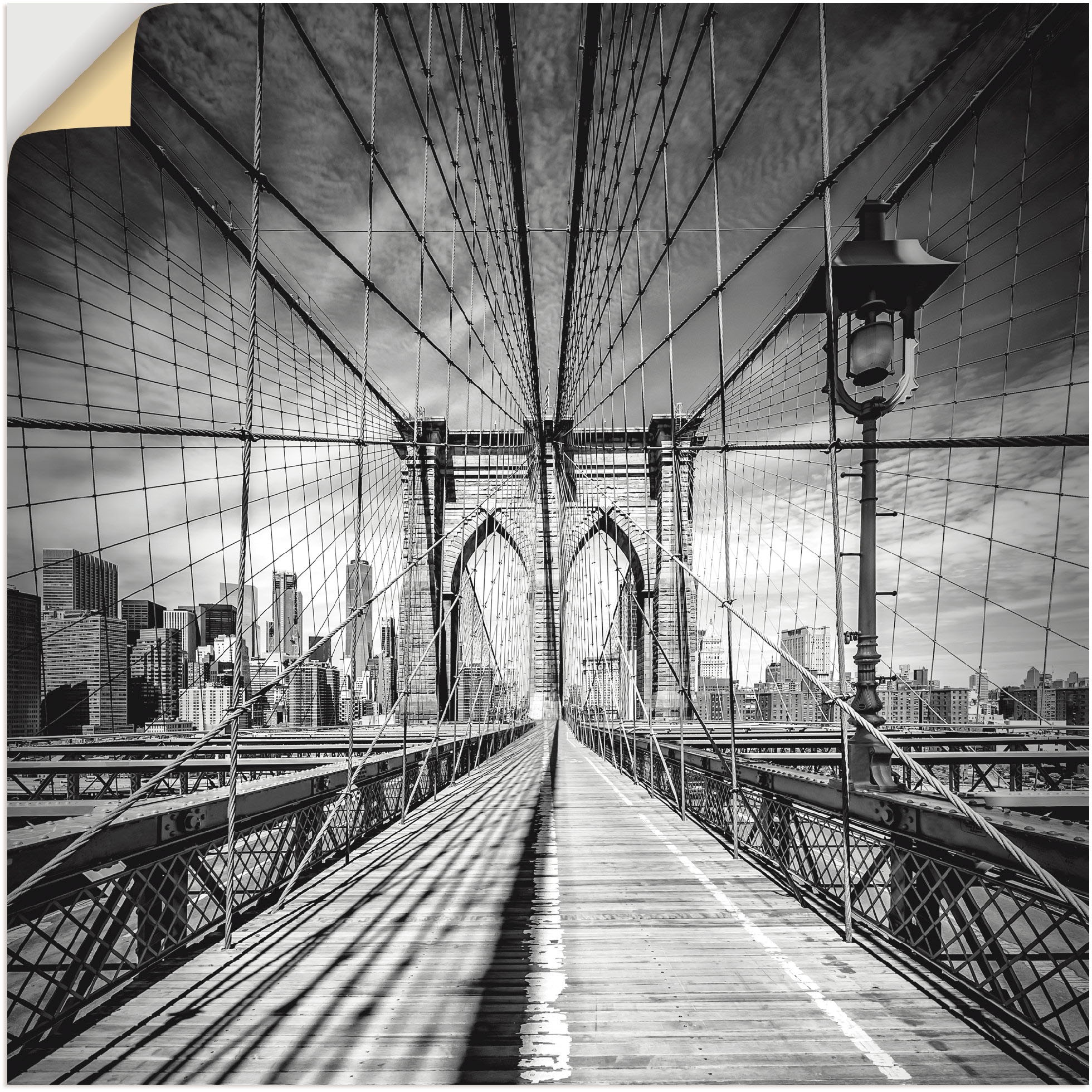 Amerika, City Artland in Größen Wandaufkleber Bridge«, Poster York versch. Alubild, oder St.), Wandbild »New als auf Rechnung (1 Brooklyn Leinwandbild, kaufen
