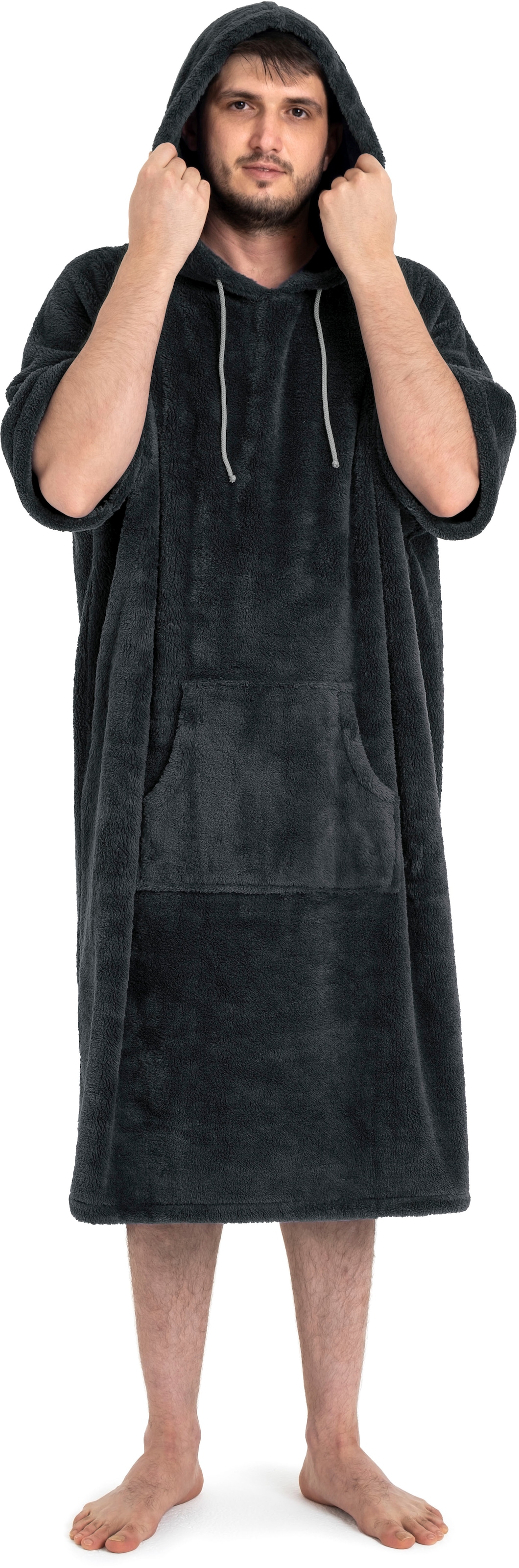 my home Badeponcho »Lillou, ideal für Sauna, Spa & im Urlaub«, (1 St.), weich und kuschelig, Fleece, Unisex, für Damen und Herren, Surfponcho