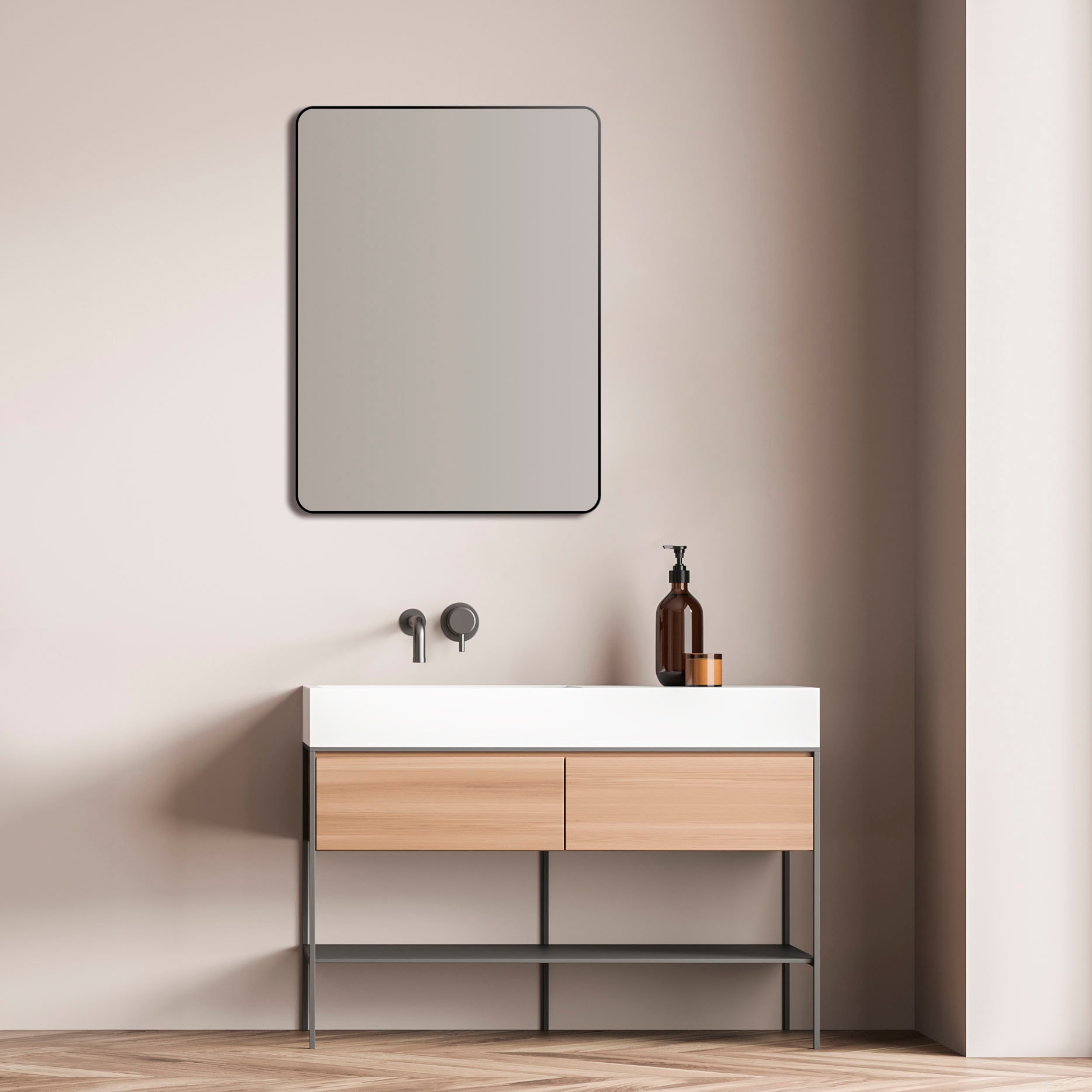 Talos Badspiegel »Picasso schwarz 60x80 cm«, hochwertiger Aluminiumrahmen