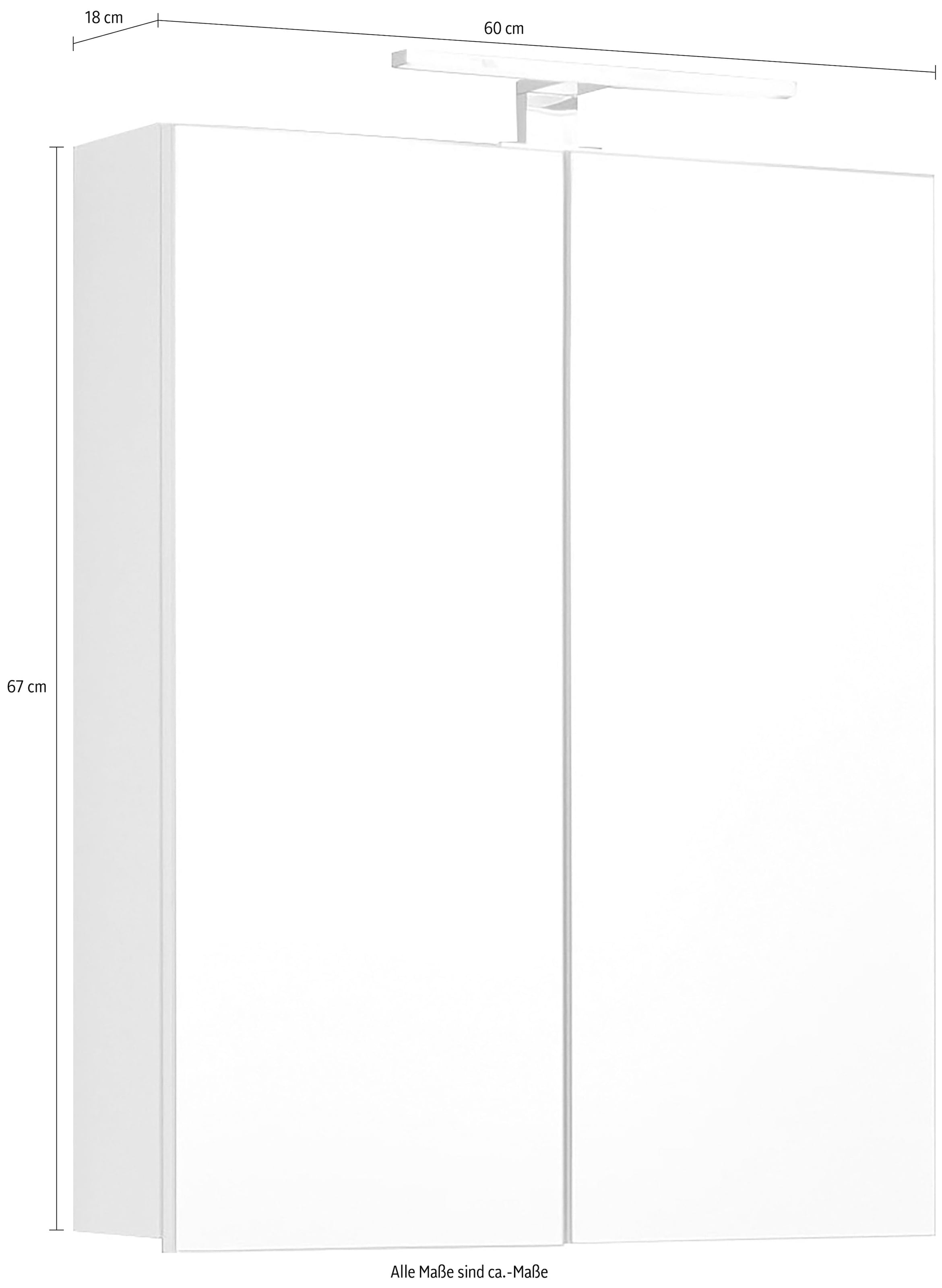 INOSIGN Spiegelschrank »Sovana«, Badschrank wahlweise mit oder ohne Beleuchtung - (B/T/H) 60/18/67 cm