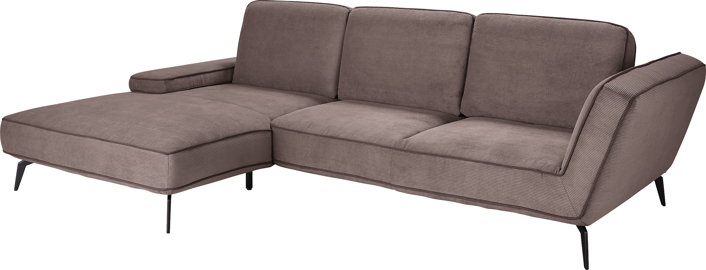 set one by Musterring Ecksofa »SO 4500, Füße schwarz matt, inkl Schwenkrückenfunktion, Cord, L-Form« wahlweise mit Kopfstütze/Armteilverstellung/Rückenneigung