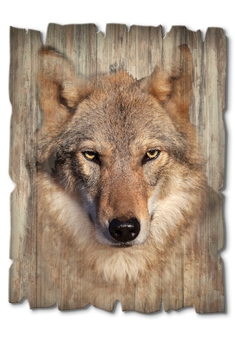 Holzbild »Wolf«, Wildtiere, (1 St.)