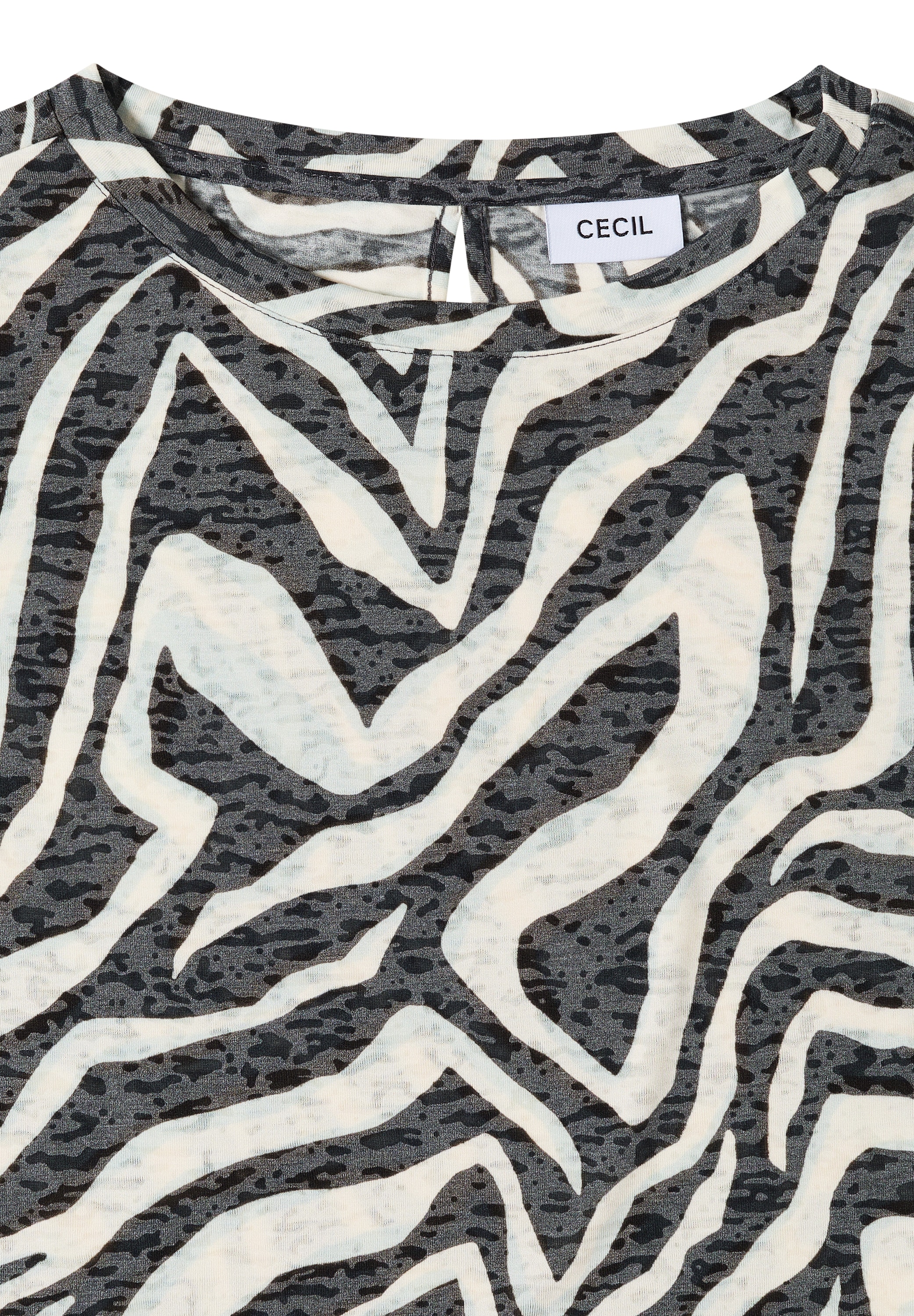 Cecil Print-Shirt Ausbrenner-Optik, elastischer Saum, Viskosemix