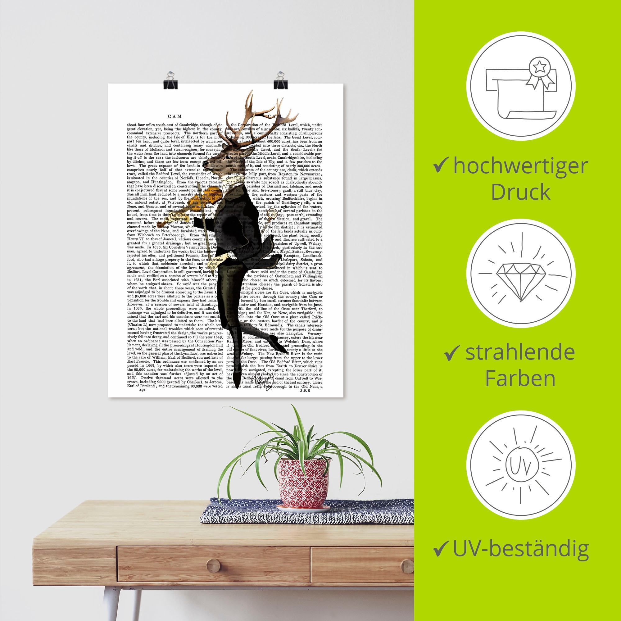 Artland Wandbild »Tanzender Hirsch mit Violine« Humor 1 Stk. tlg. als Leinwandbild, Poster, Wandaufkleber in verschied. Größen