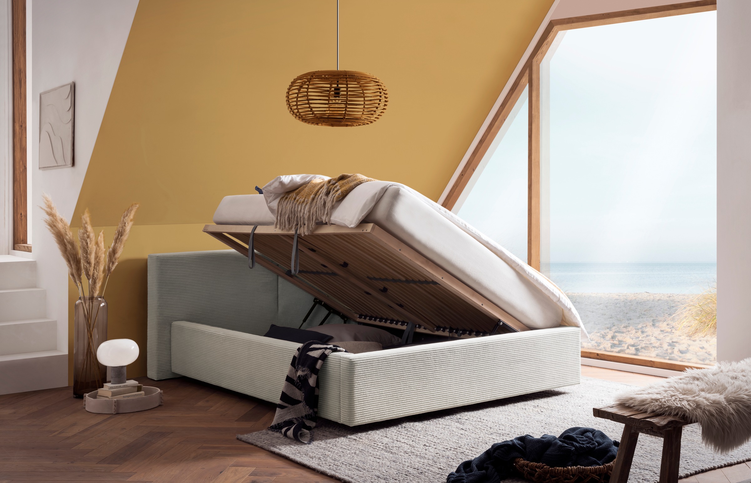 meise.möbel Polsterbett »Cube wahlweise mit Matratze und Bettkasten«, extra flaches Kopfteil, erhältlich in den Breiten 140cm, 160cm & 180cm