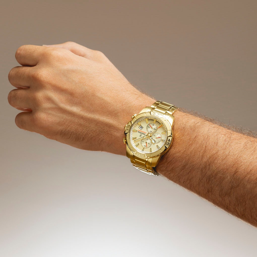 Festina Chronograph »Timeless Chronograph«, Quarzuhr, Armbanduhr, Herrenuhr, Edelstahlarmband, analog, Tag