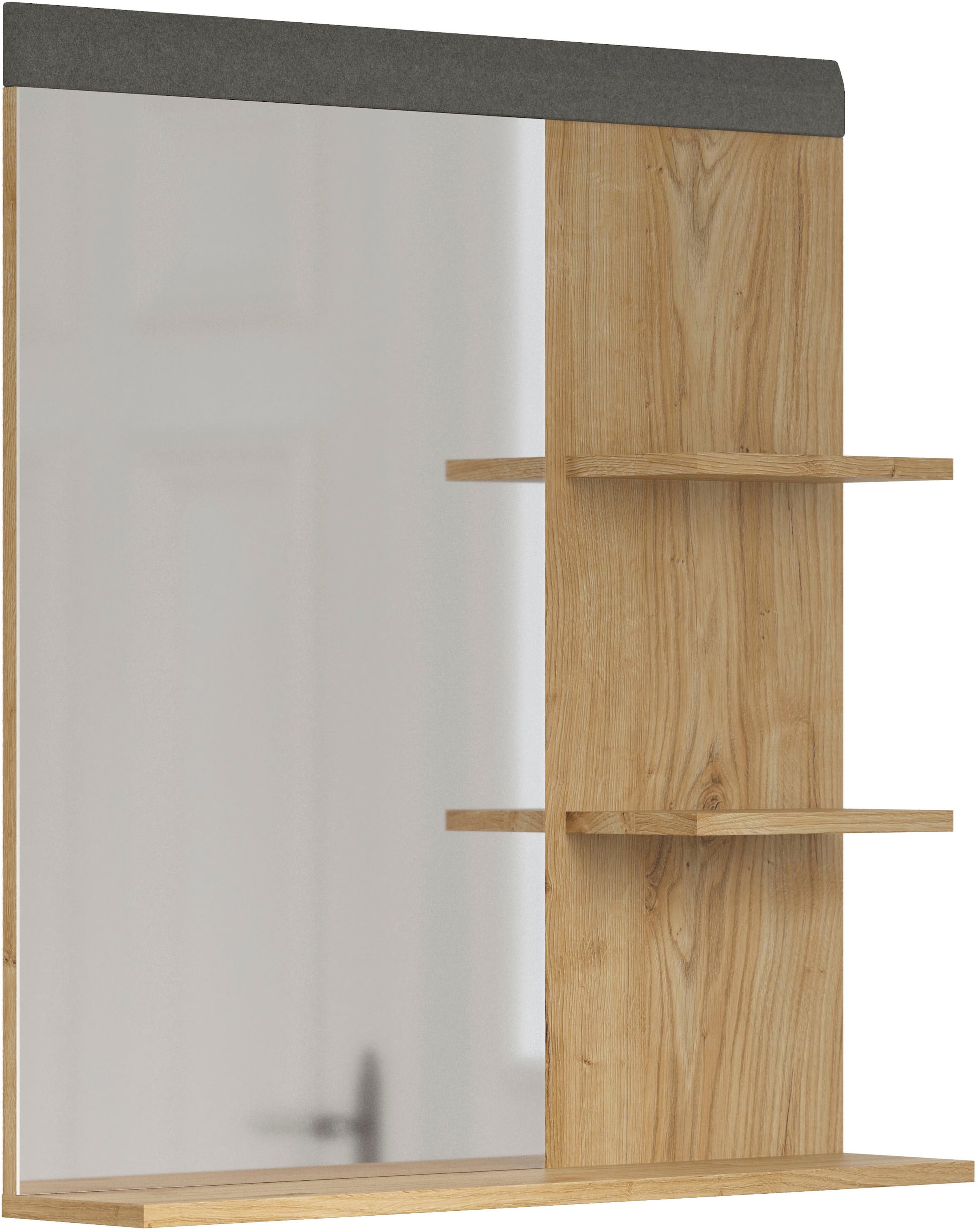 Places of Style Garderobenspiegel »Belva«, (1 St.), eichefarbener Wandspiegel mit 3 Ablagen - (B/T/H) 79/16/85 cm