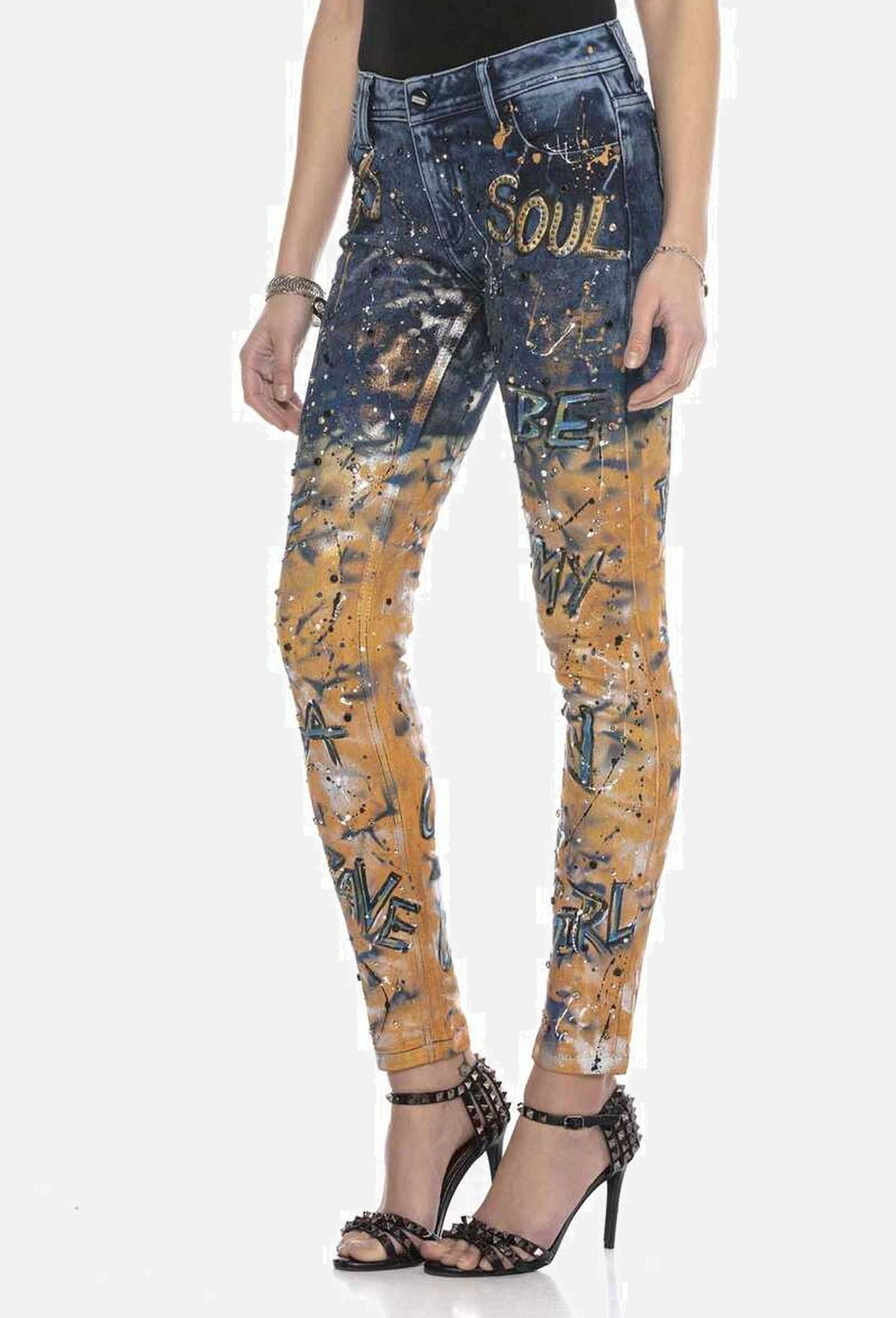 Cipo & Baxx Slim-fit-Jeans »Cipo & Baxx Jeans« Mit coolen Schriftzügen, WD440