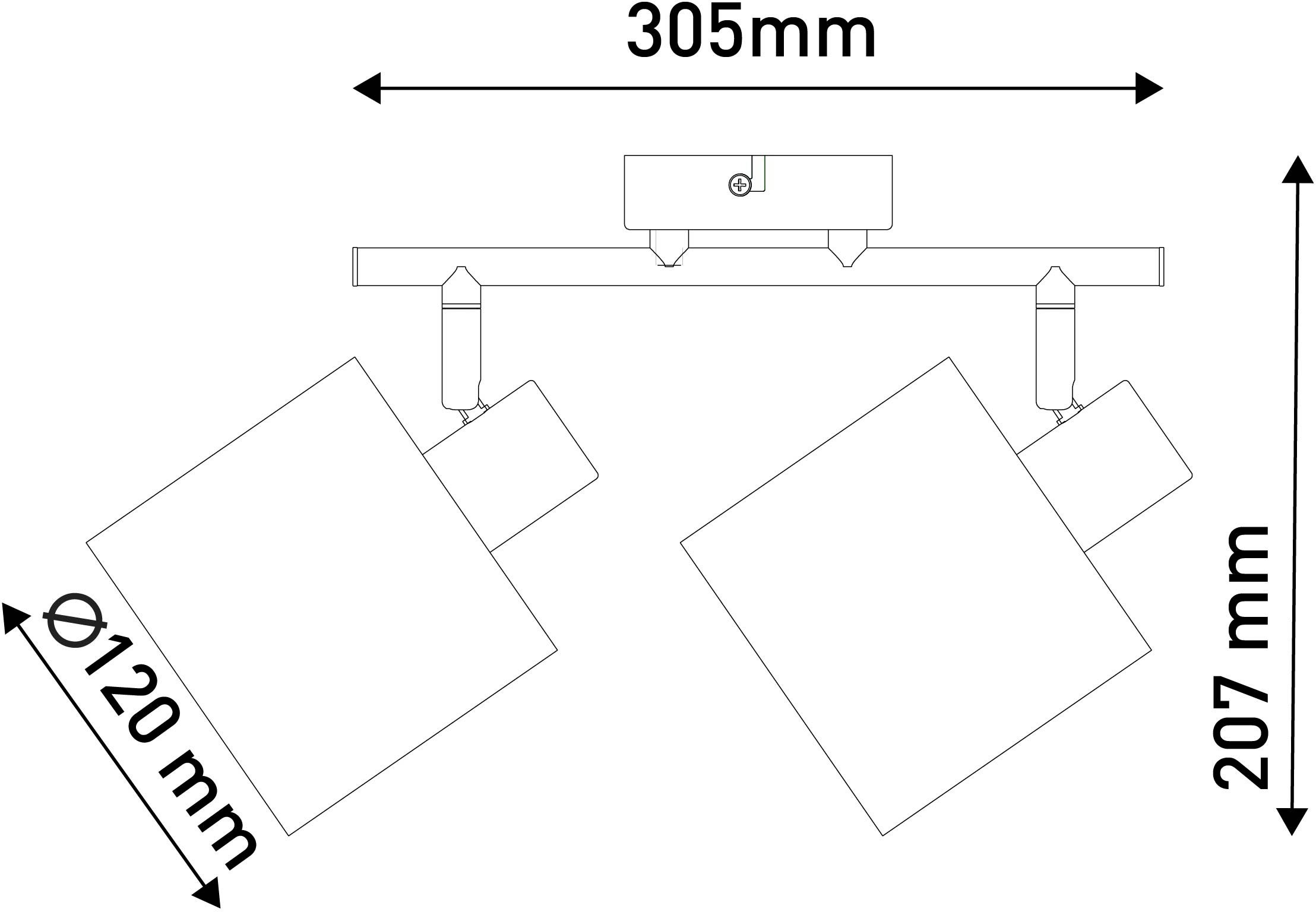 näve Deckenleuchte »Maron«, 2 flammig, Leuchtmittel E14 | ohne Leuchtmittel, 2er Deckenleuchte, Wandleuchte, Spot, 2xE14 max. 40W, Metall/Textil