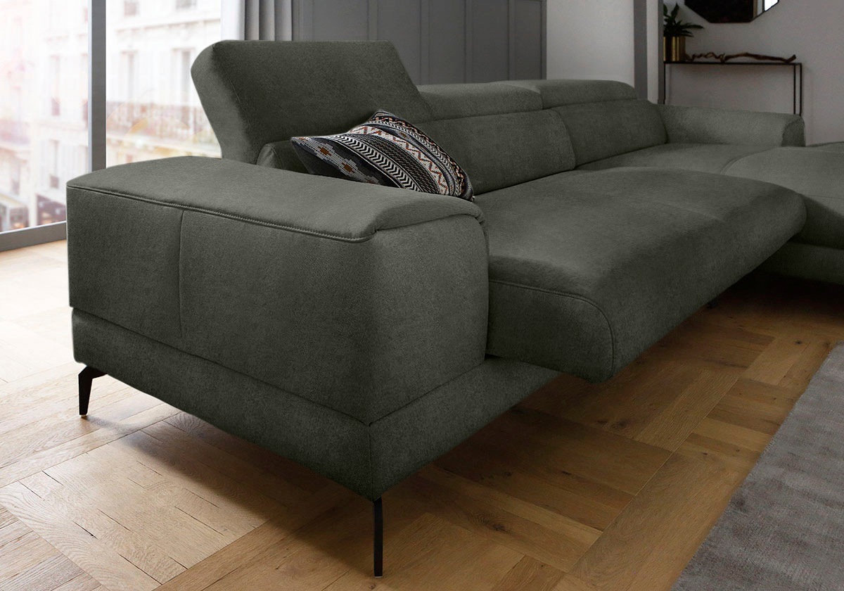 W.SCHILLIG Ecksofa »piedroo, Designsofa mit tollem Sitzkomfort, L-Form«, Kopfteilverstellung, wahlweise mit Sitztiefenverstellung, Breite 303cm