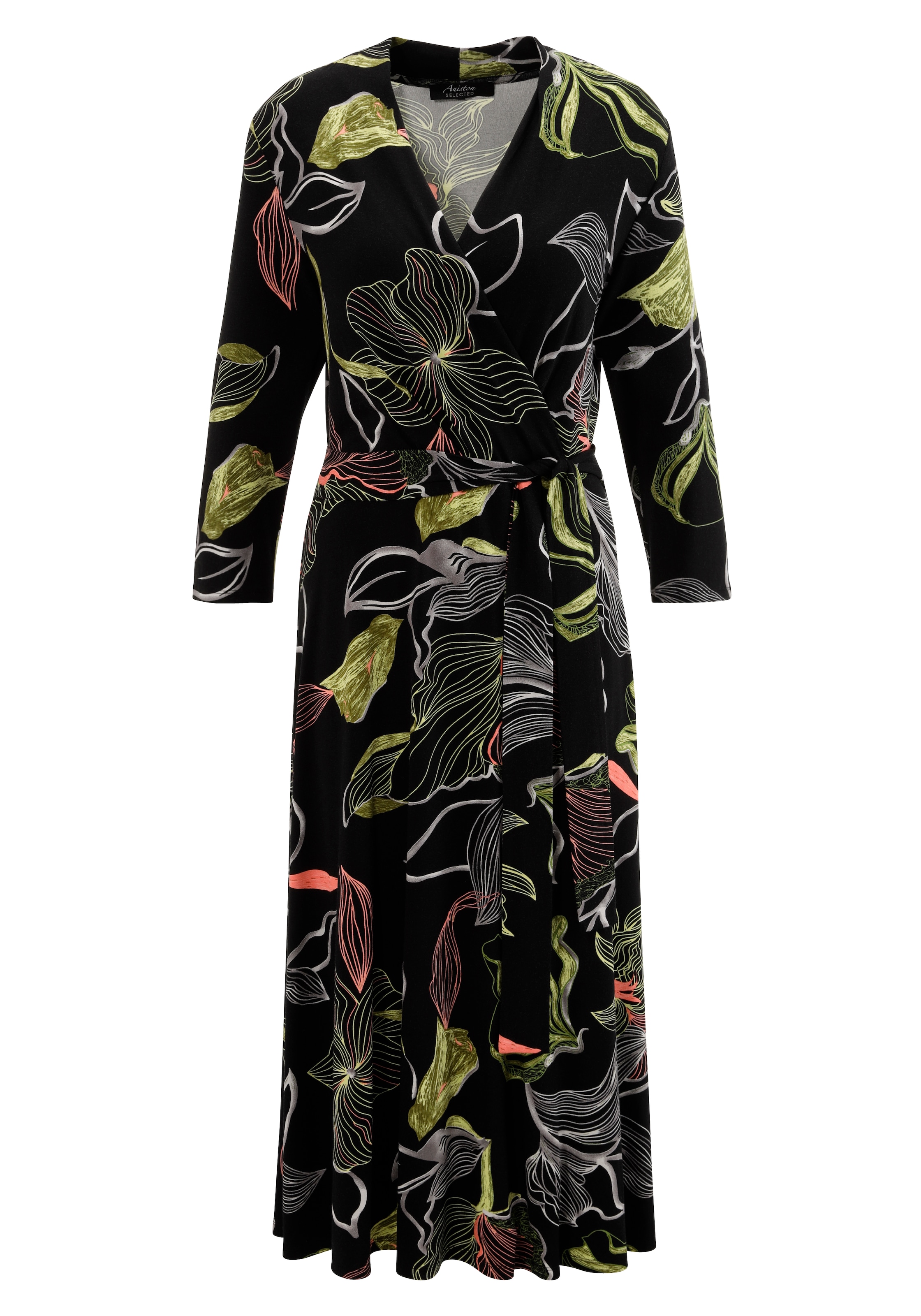 Aniston SELECTED Jerseykleid, mit V-Ausschnitt in Wickeloptik und Bindedetail - NEUE KOLLEKTION