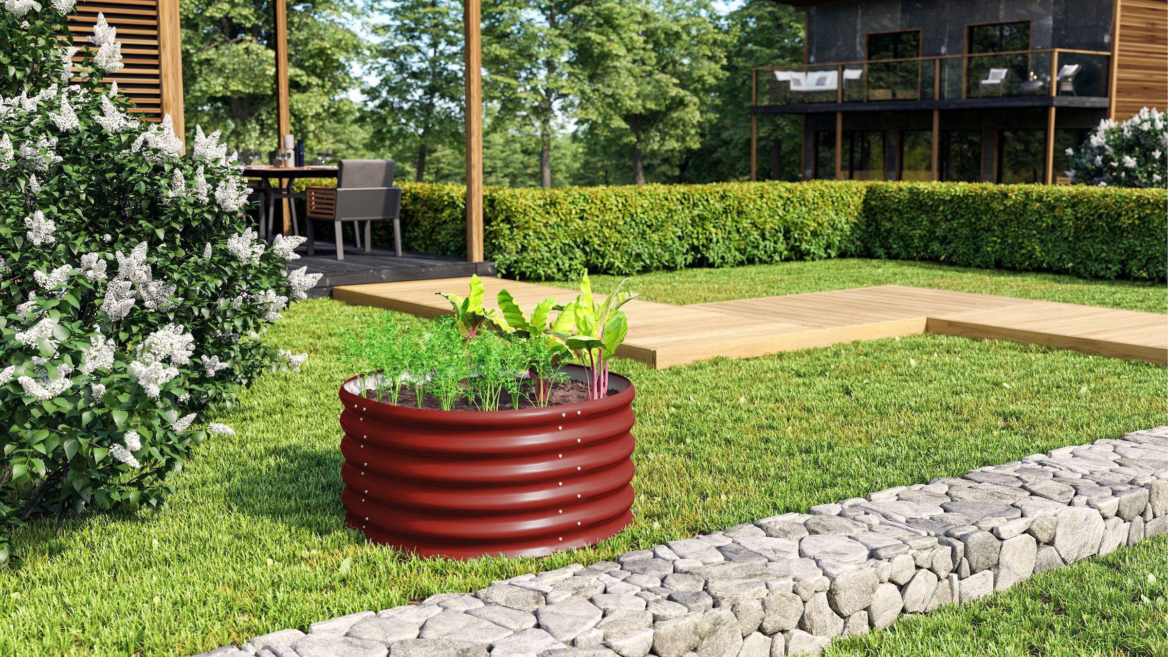 Vitavia Hochbeet »Terra Rund 401«, BxTxH: 82x82x40 cm, rubin