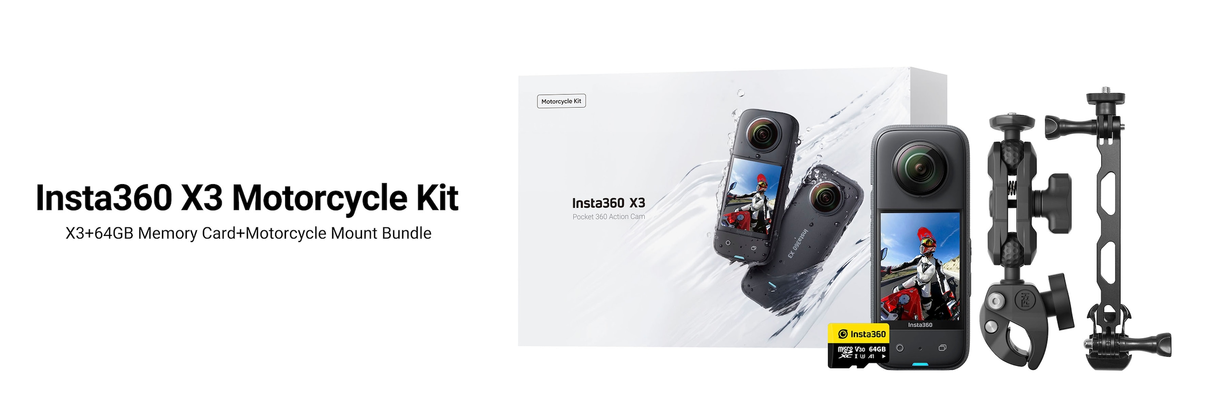 3 Insta360 »X3 Kit«, XXL 5,7K, (Wi-Fi) UNIVERSAL ➥ Garantie Jahre Bluetooth-WLAN Motorcycle | Camcorder