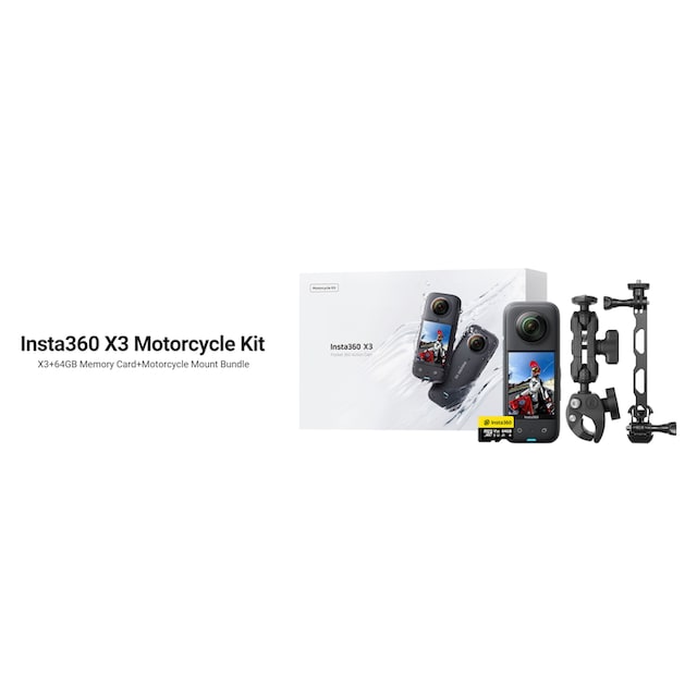 Insta360 Camcorder »X3 Motorcycle Kit«, Bluetooth-WLAN Jahre ➥ 3 | Garantie (Wi-Fi) XXL 5,7K, UNIVERSAL