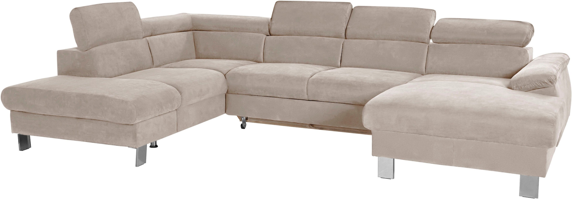 COTTA Polstergarnitur »Komaris«, (Set), Set: bestehend aus Wohnlandschaft und Hocker, Kopfteilverstellung