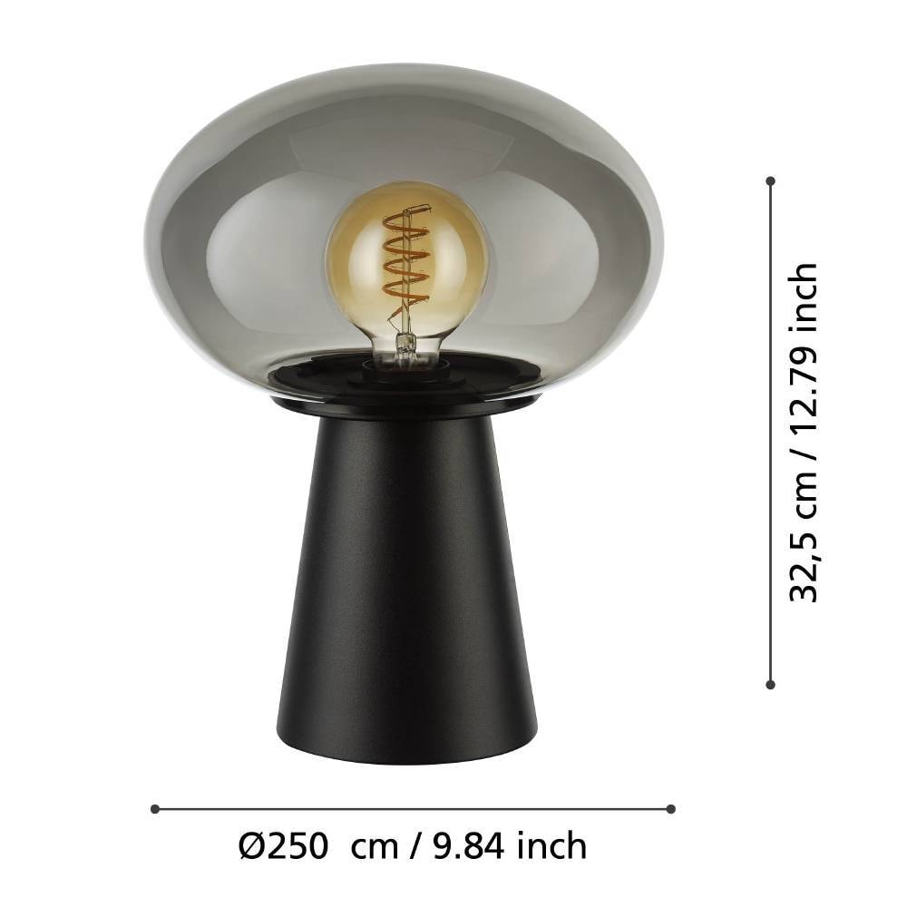 EGLO Tischleuchte »MADONNINA«, 1 flammig, Leuchtmittel E27 | ohne Leuchtmittel, Tischlampe, Metall in Schwarz, Glas in Grau-transparent, E27, 32,5 cm