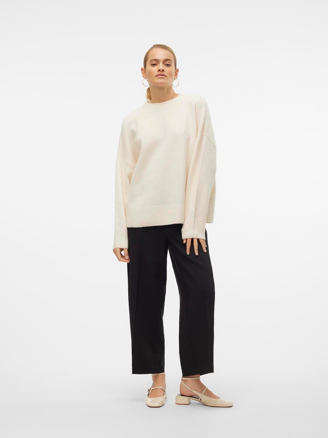 Vero Moda Strickpullover »VMBOOM LS O-NECK PULLOVER GA NOOS« Materialmix, loose fit