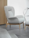 FLEXLUX Polsterhocker »Padova«, Fußhocker für Ohrensessel, Fuß Eiche