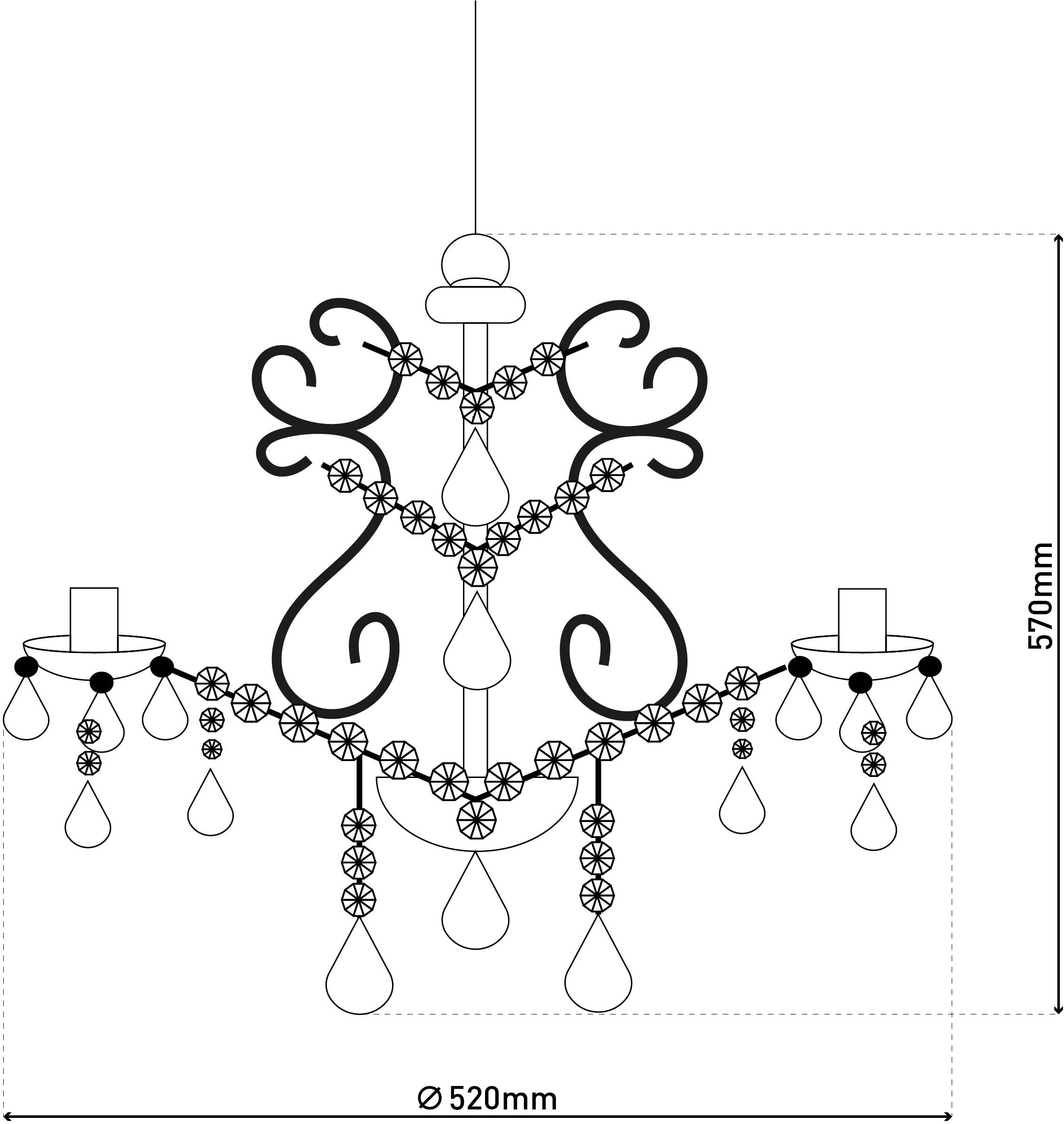 näve Pendelleuchte »5er Krone "CECILIA" D: 52 cm chrom«, Leuchtmittel E14 | ohne Leuchtmittel, elegantes Design