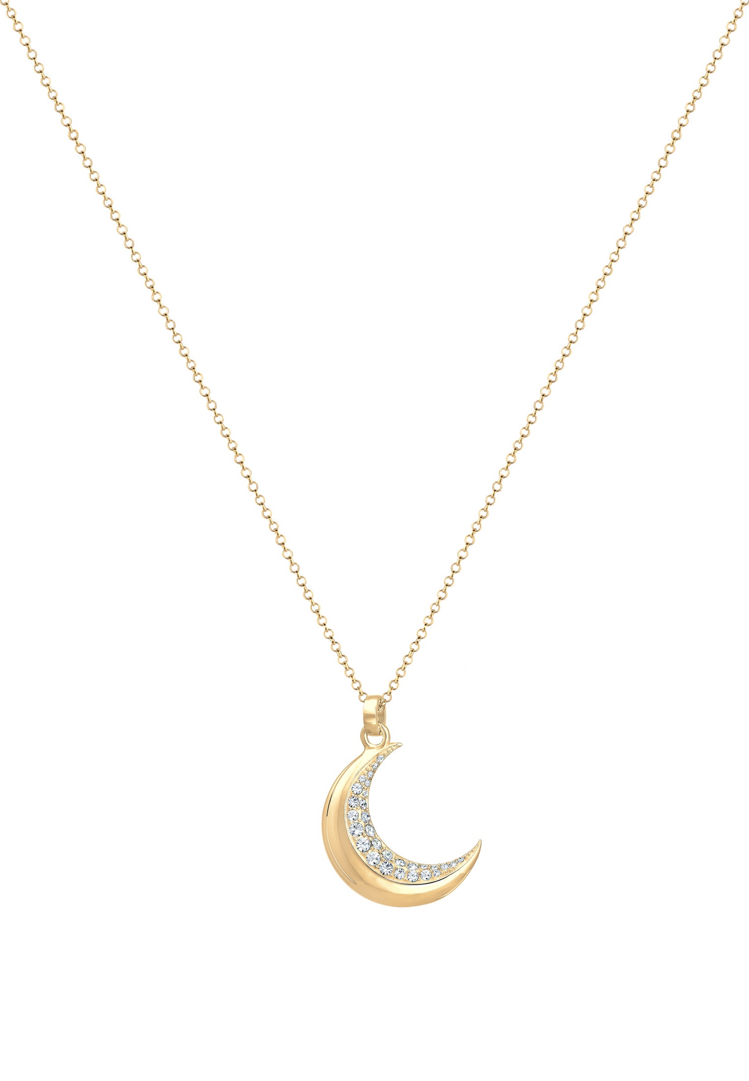 Elli Silberkette »Halskette Halbmond Kristalle 925 Sterling Silber vergoldet«