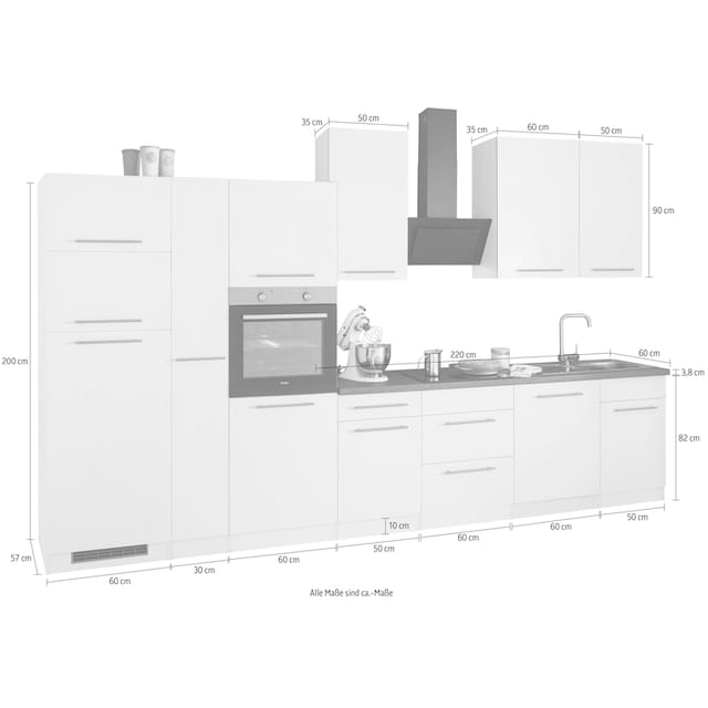 wiho Küchen Küchenzeile »Unna«, mit E-Geräten, Breite 370 cm bequem  bestellen