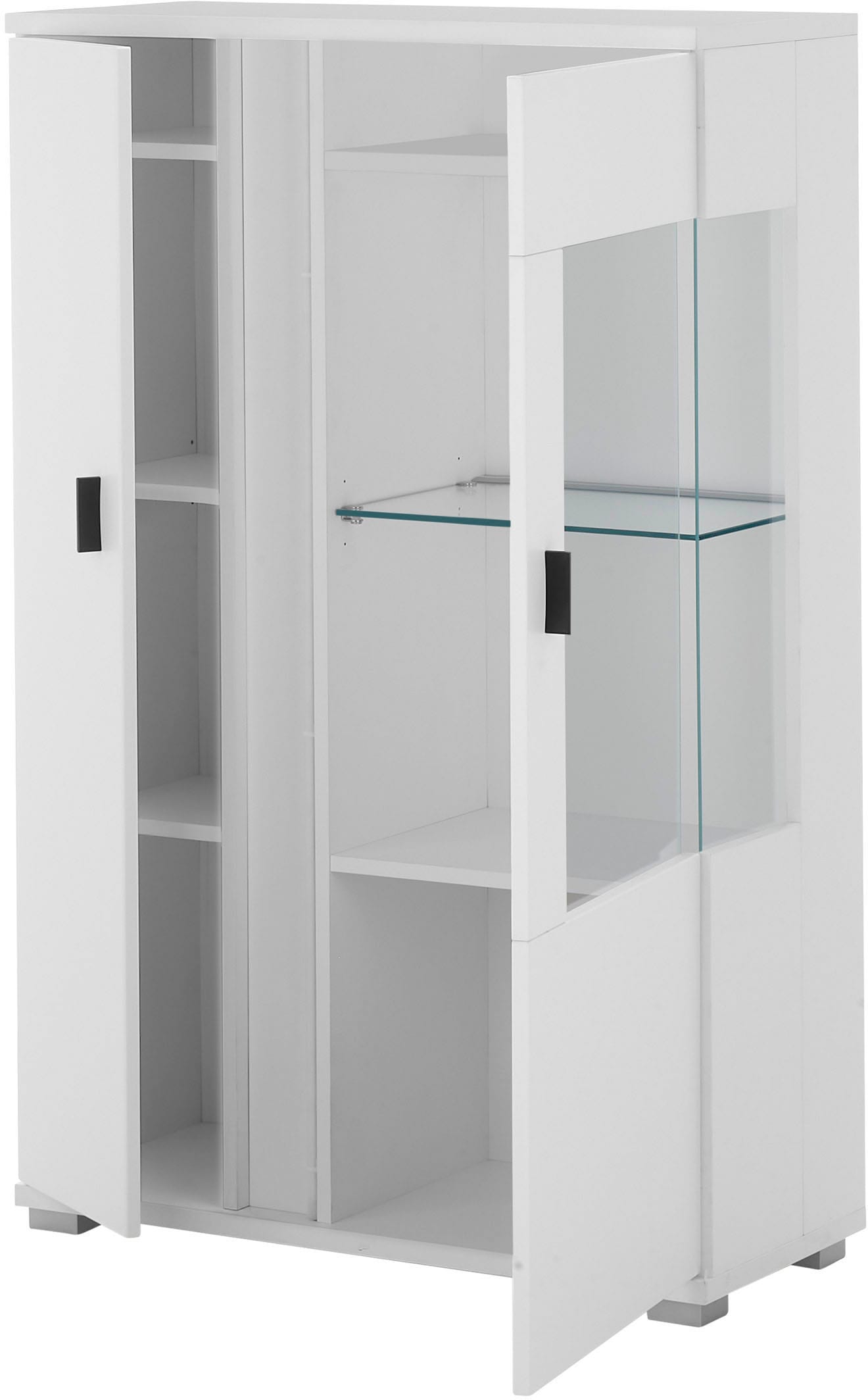 INOSIGN Vitrine »LONG ISLAND, Stauraumvitrine«, (1 St.), in moderner Trendfarbe,inklusive senkrechter Beleuchtung,Breite 80 cm