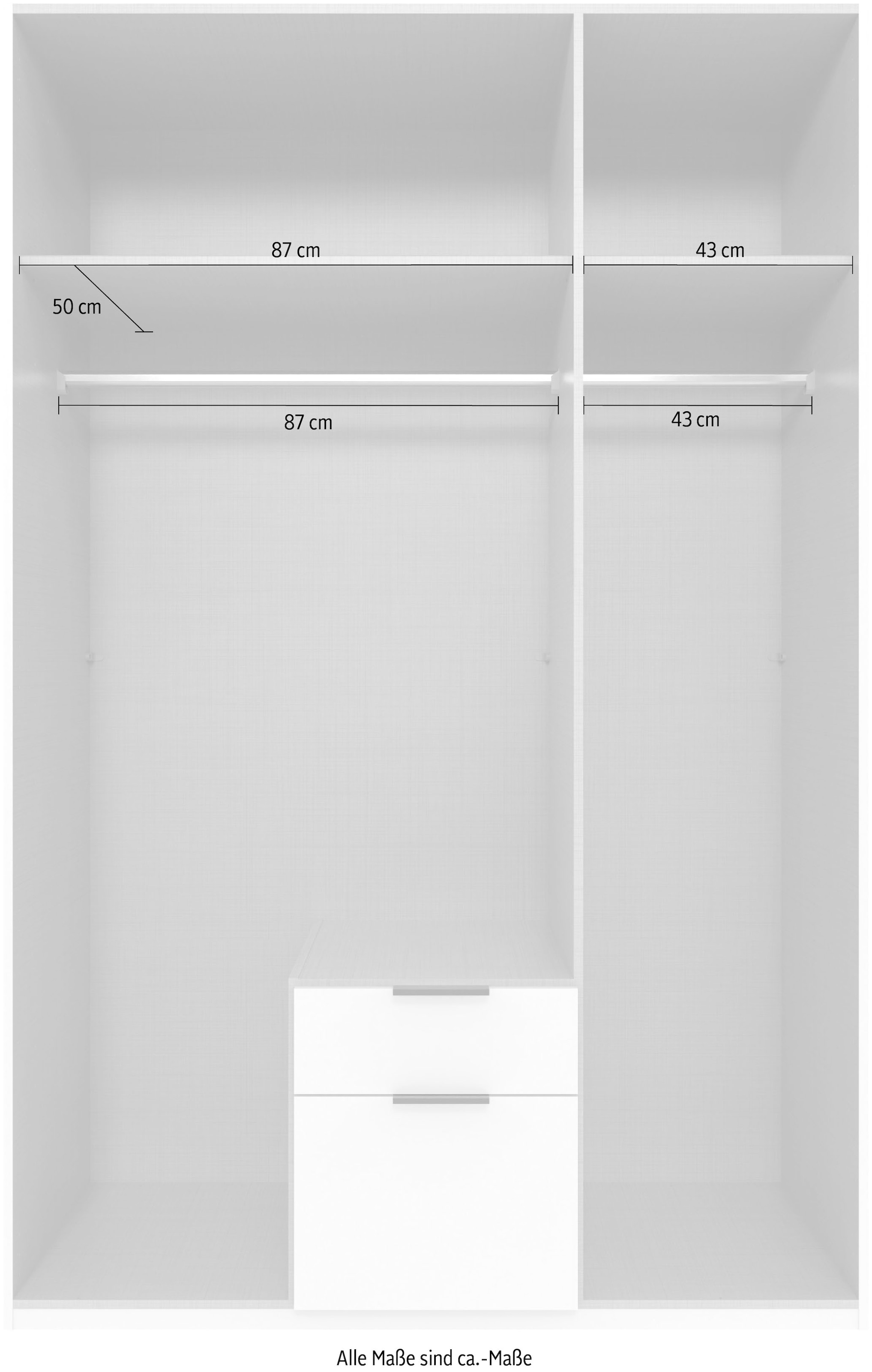 Wimex Drehtürenschrank »Mugano, 135 oder 180cm breit, 208 oder 236cm hoch, Made in Germany«, (mit langen Griffstangen aus Metall), wahlweise mit oder ohne Spiegel, mit Schubladen