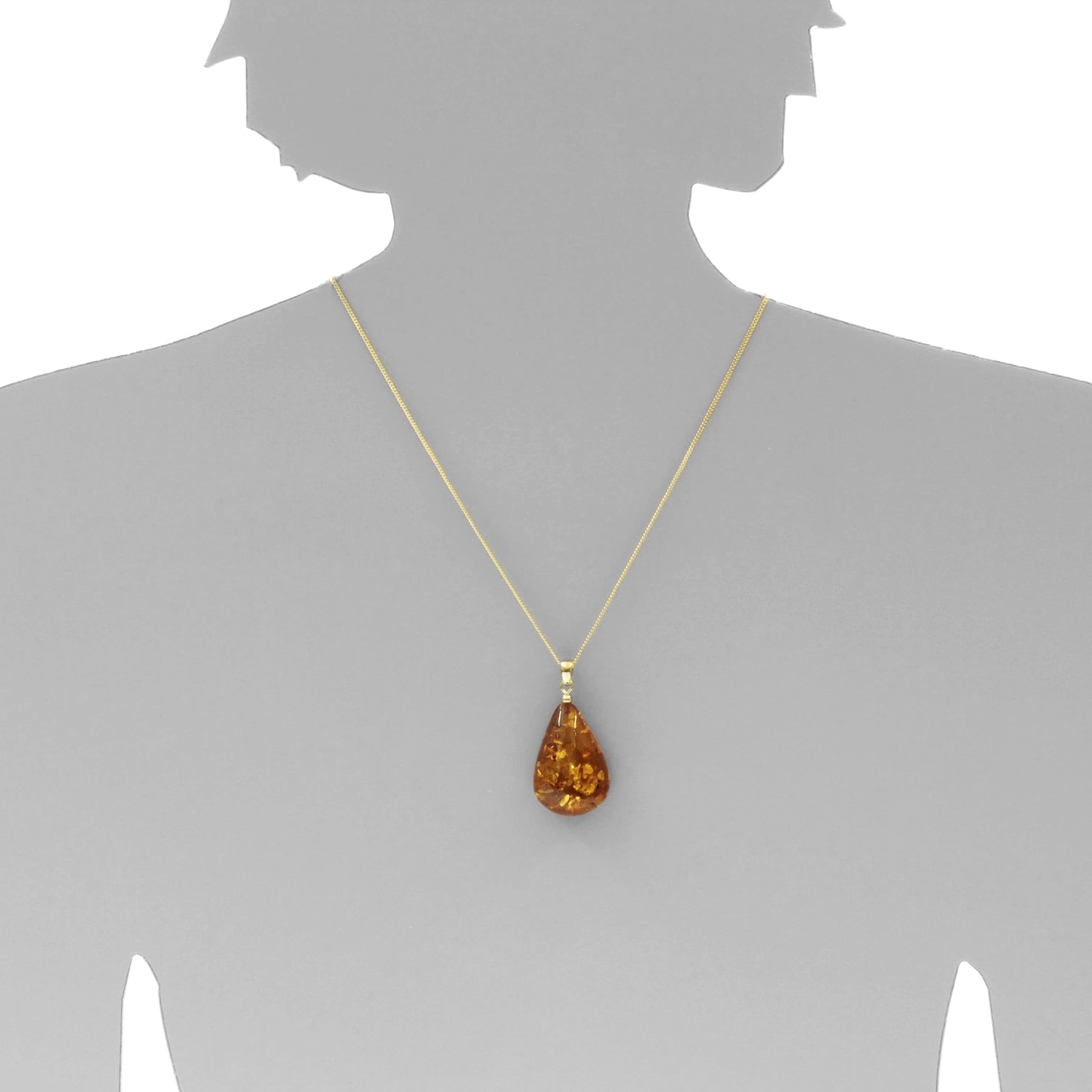 OSTSEE-SCHMUCK Kettenanhänger »- Tropfen ca. 38 mm lang - Gold 333/000 - Bernstein -,«