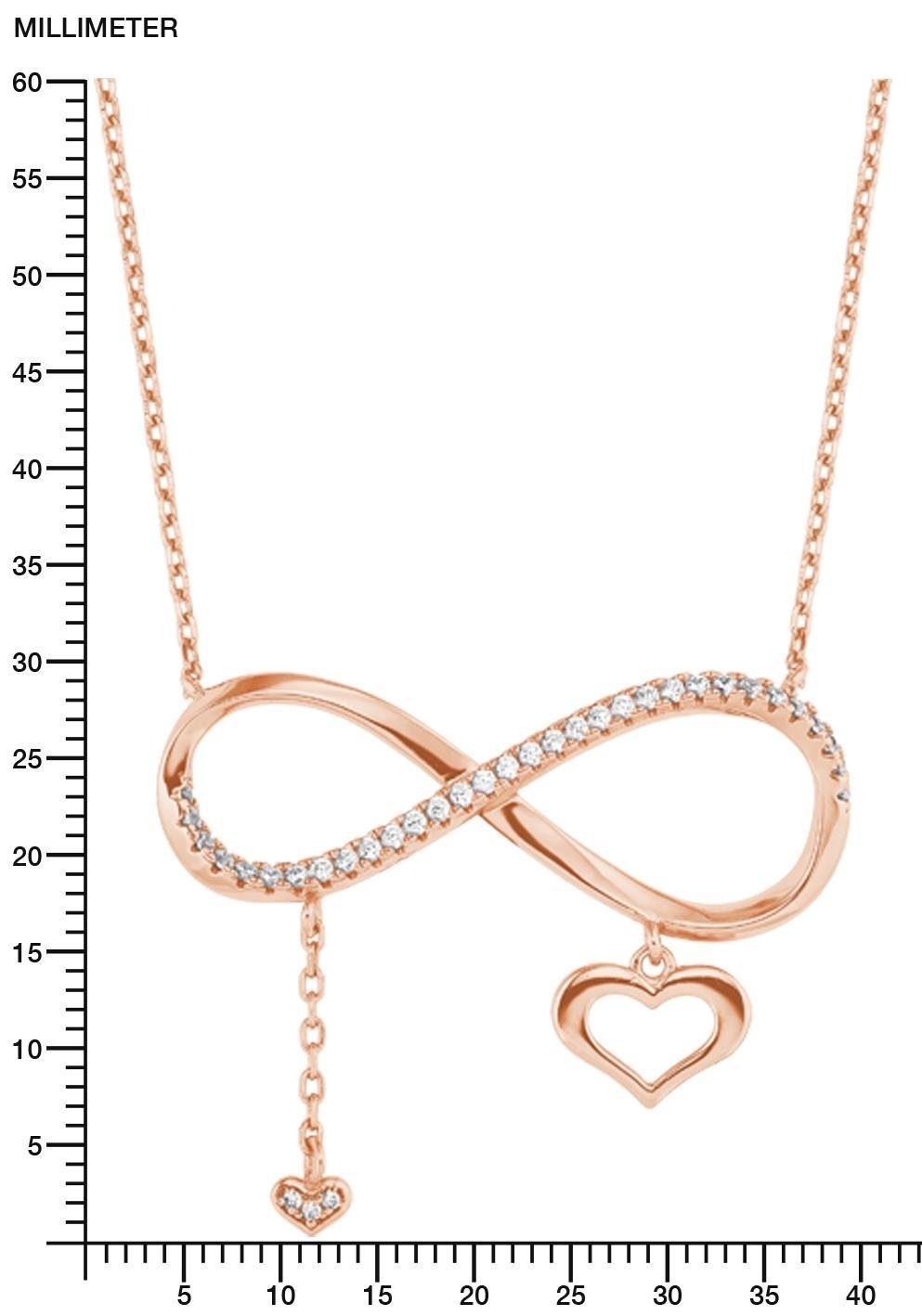 Amor Kette mit Anhänger »Infinity Unendlichkeitsschleife mit Herzen, 2022088«, mit Zirkonia (synth.)