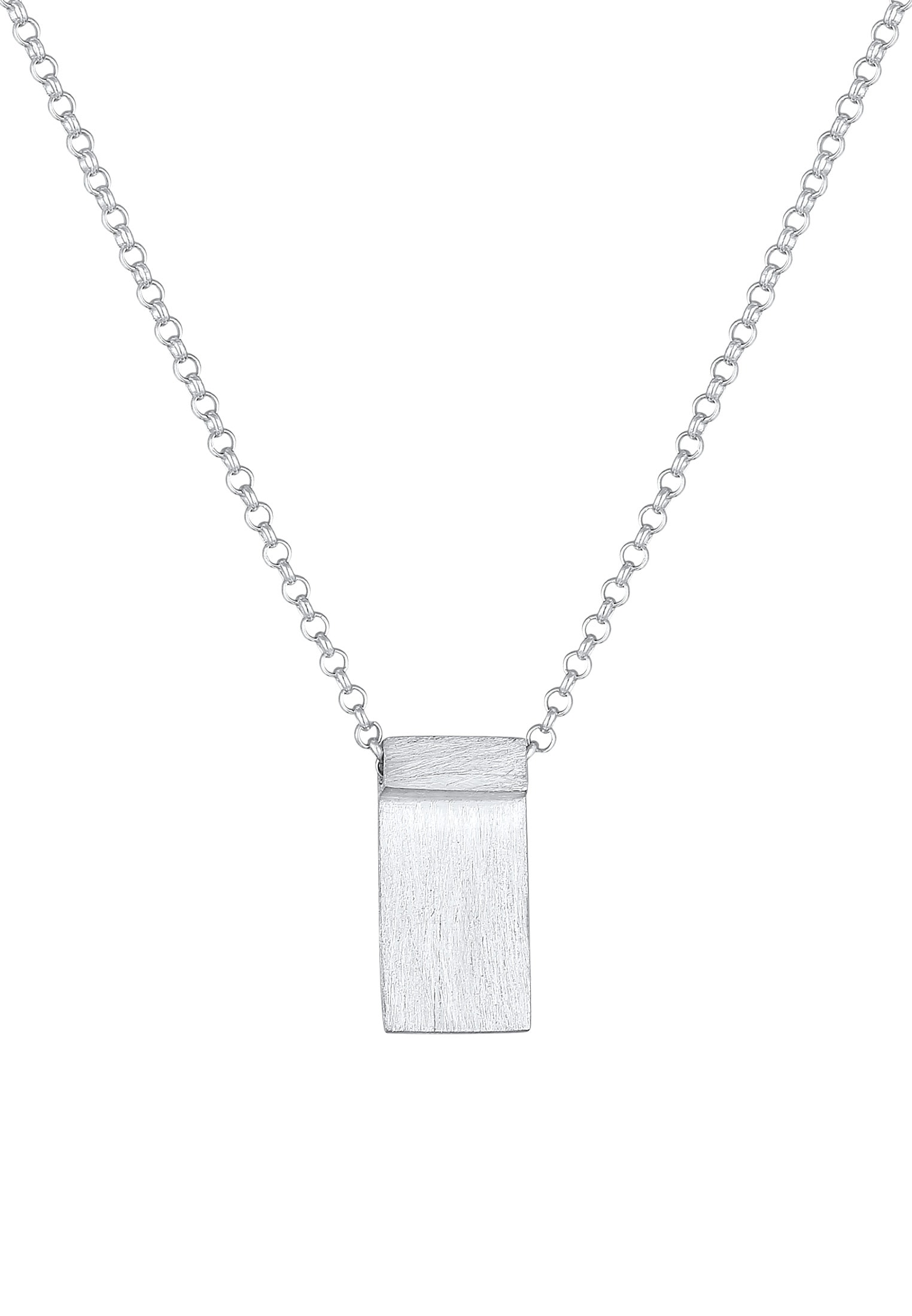 Kuzzoi Kette mit Anhänger »Halskette Herren Rechteck Platte Münze 925 Silber«