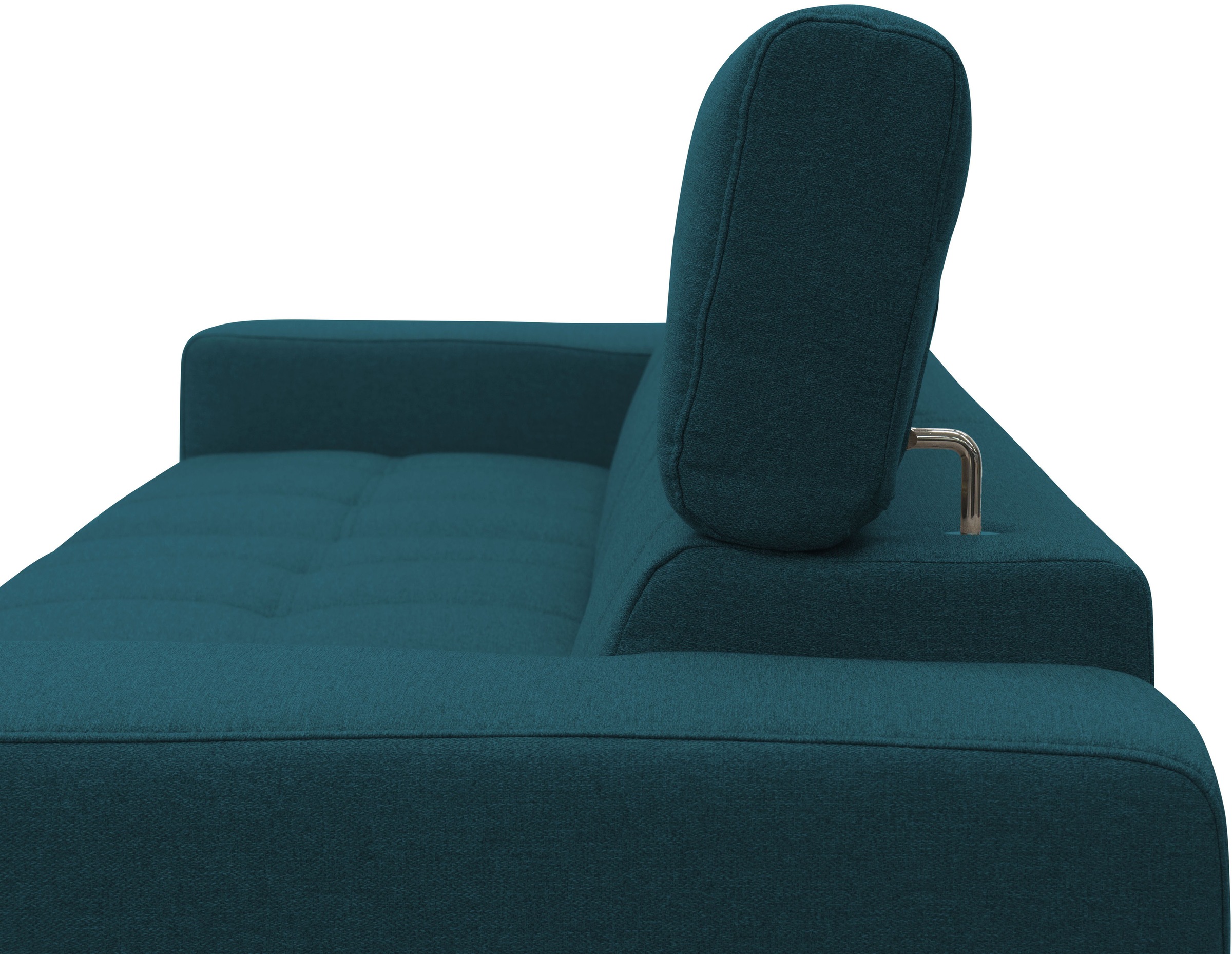 DOMO collection Ecksofa »Trento L-Form, mit Kufenfuß oder Einzelfuß«, wahlweise mit Kopfteilverstellung, Recamiere links/rechts bestellbar