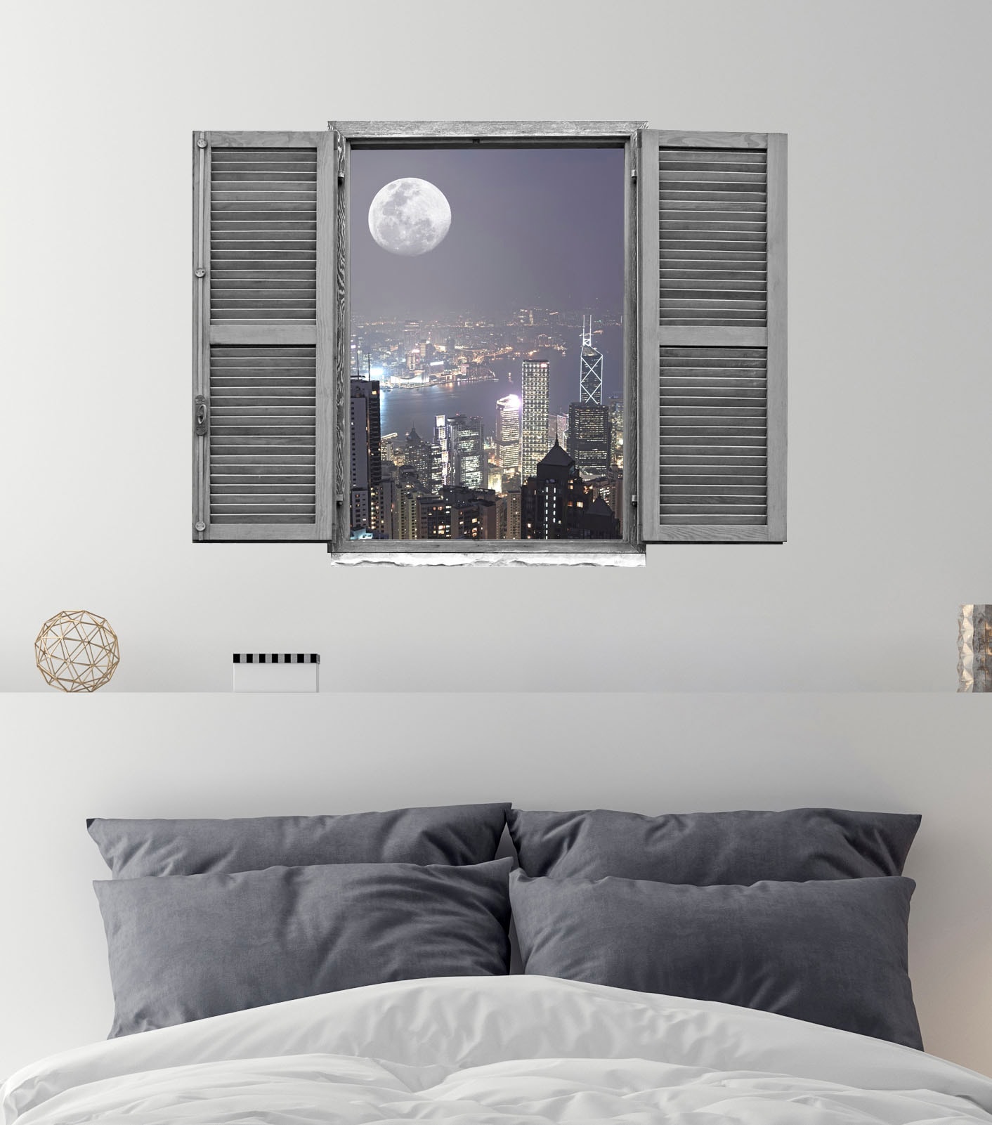 queence Wandtattoo »Großstadt«, (1 St.), Wandsticker, Wandbild, selbstklebend, 3D, Fenster