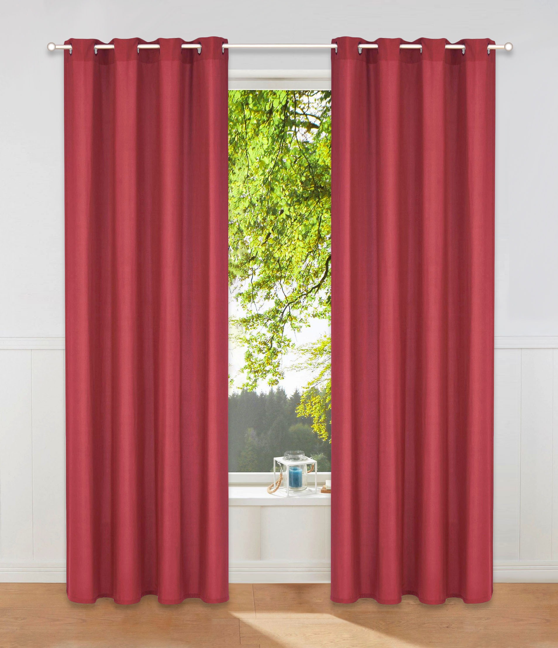 my home Vorhang »Raja«, (2 St.), 2er-Set, glatt, einfarbig, pflegeleichte  Mikrofaser-Qualität | Gardinen-Sets