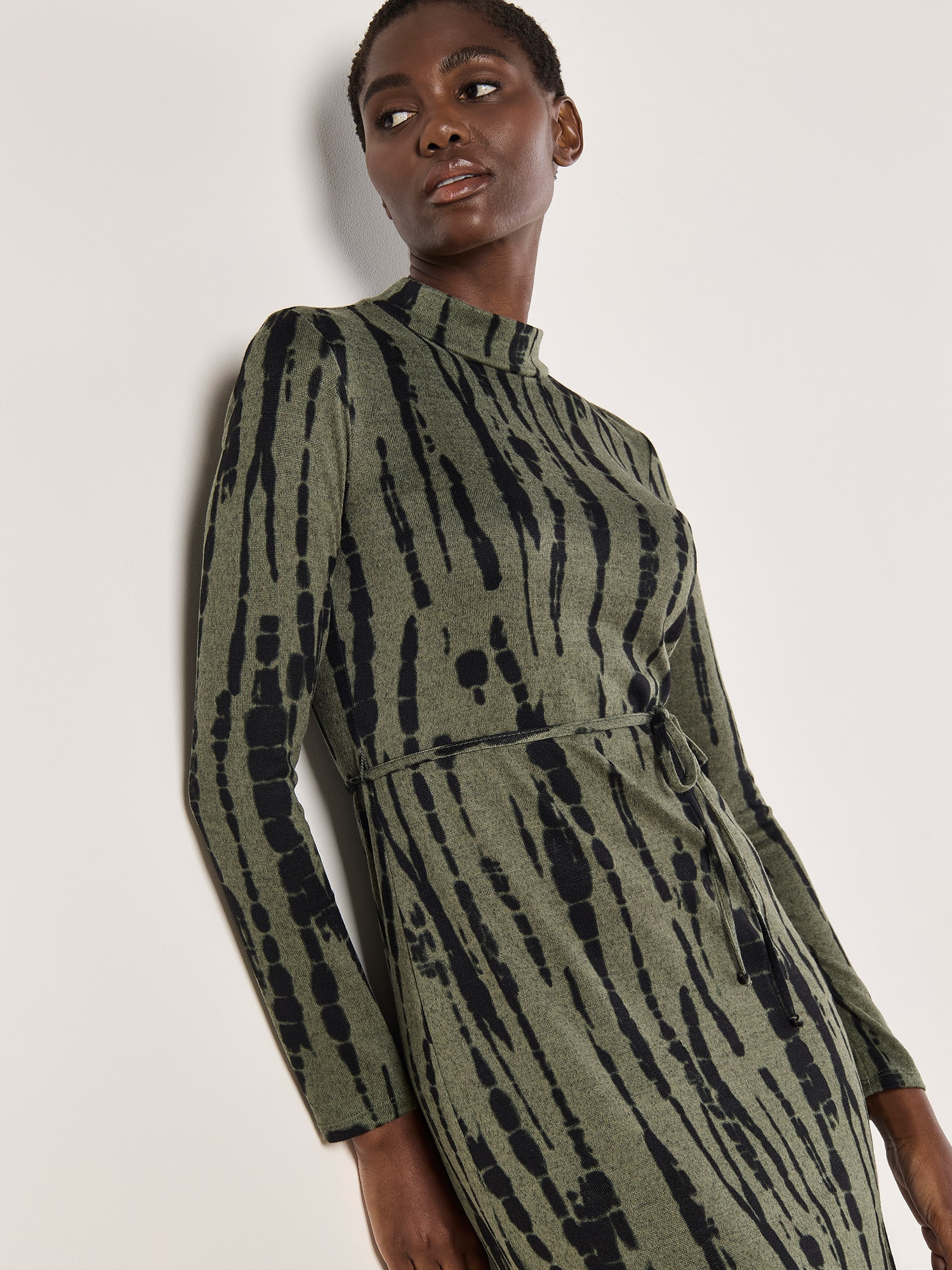 Apricot Druckkleid »Streifenkleid« mit Bindeband, 2 tlg. mit Stehkragen