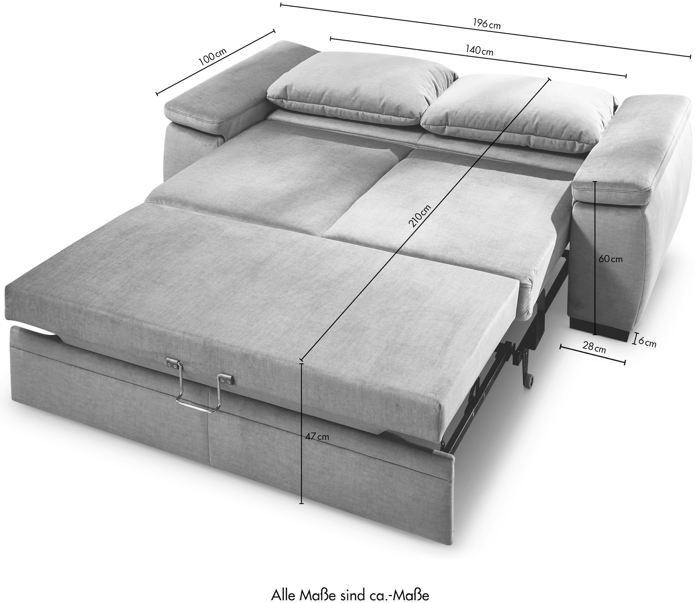 Die PlanBar Schlafsofa »MP-PD19021« mit Längsschläferfunktion 140x210 cm