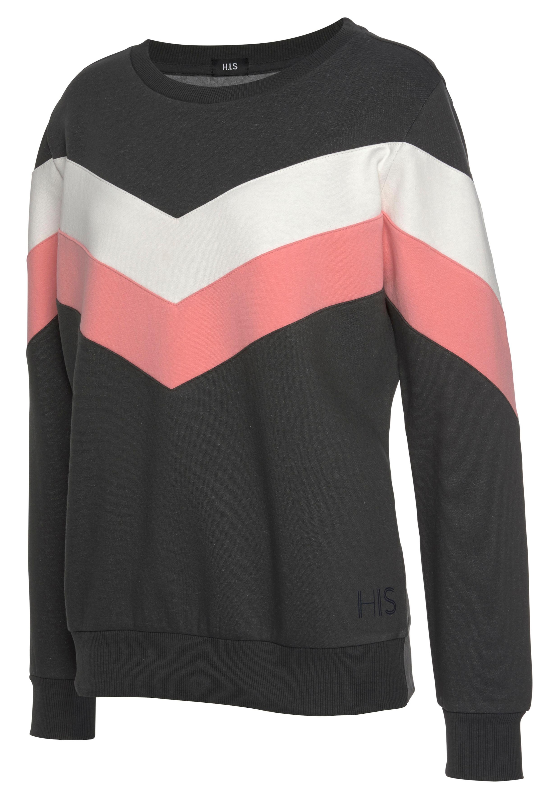 H.I.S Sweatshirt, mit Kontraststreifen an Vorderseite und Ärmeln, Loungewear
