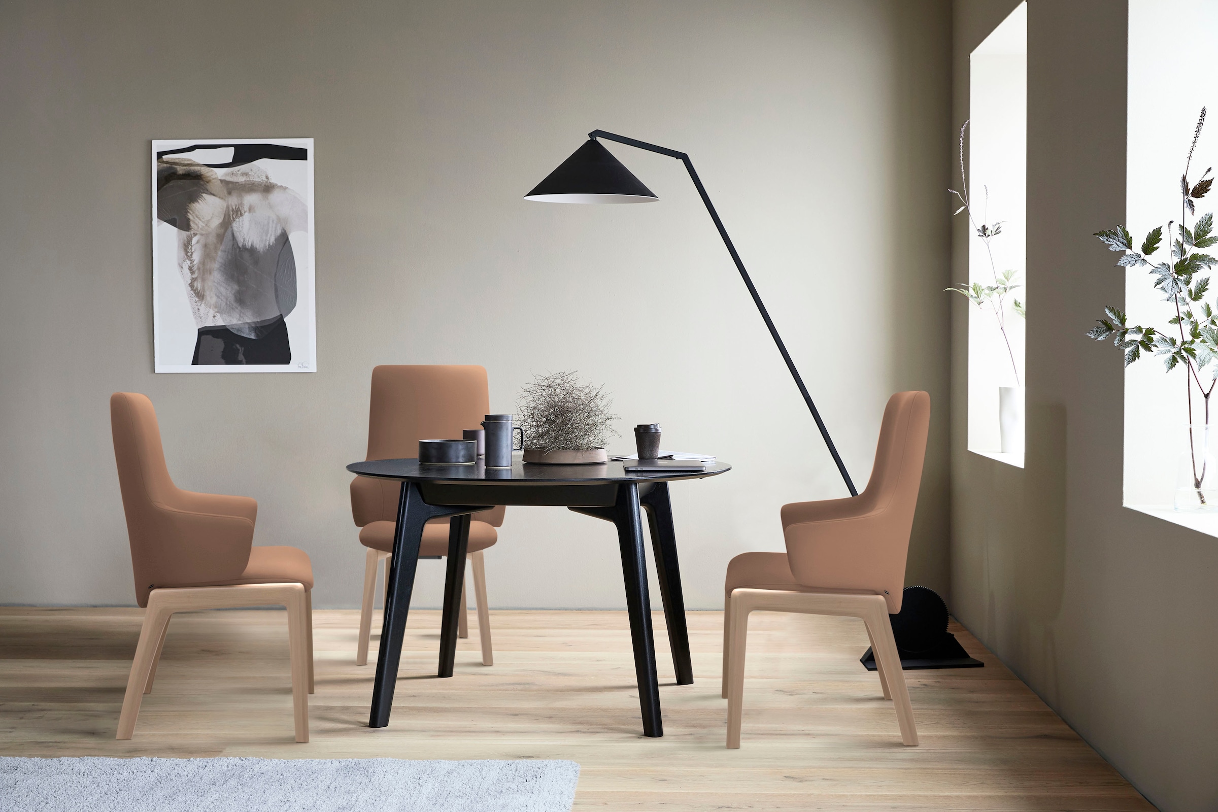 Stressless® Polsterstuhl »Laurel«, Leder BATICK, High Back mit Armlehne, Größe L, mit abgerundeten Beinen in Eiche